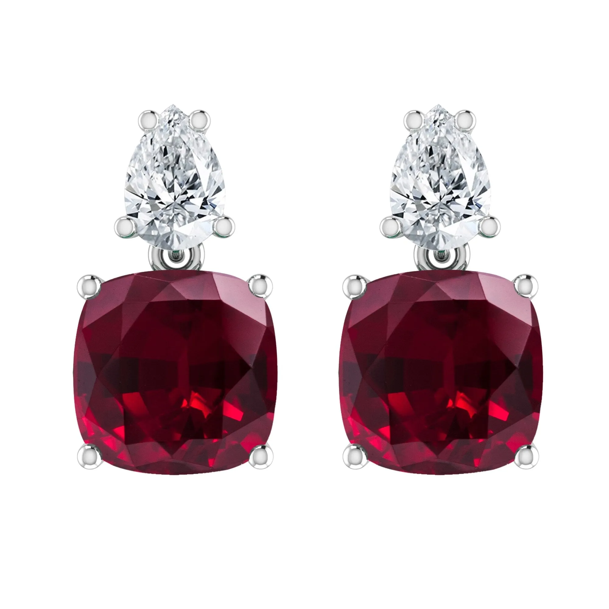 Sterling Silver with Ruby and White Topaz Drop Earrings sold by Zulily