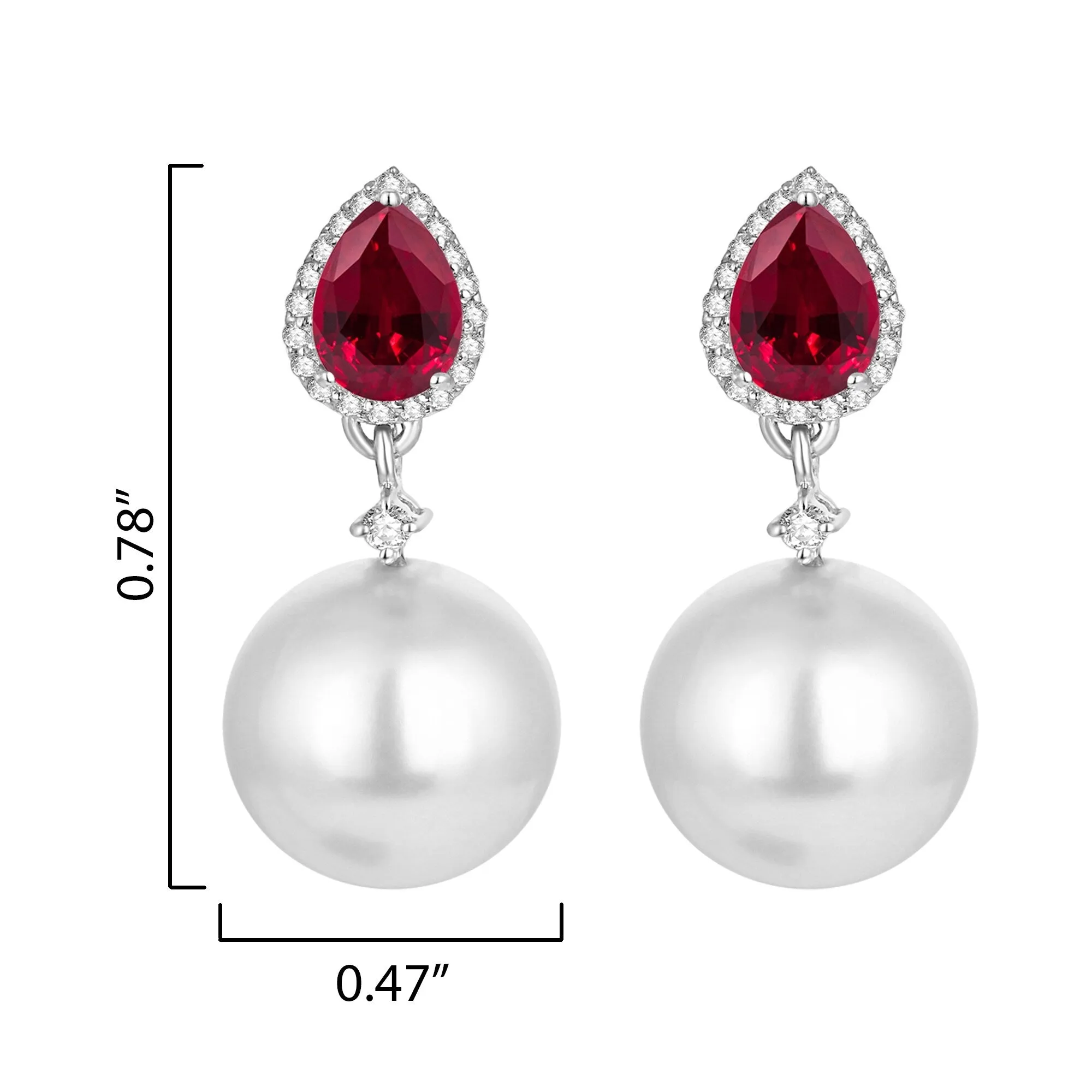 Sterling Silver with Shell Pearl, Ruby and White Topaz Drop Earring sold by Zulily product image thumbnail 2