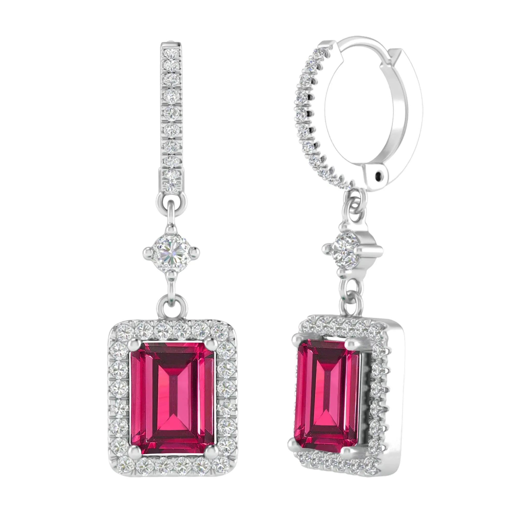 Sterling Silver with Ruby and White Topaz Dangle Earrings sold by Zulily product image thumbnail 2