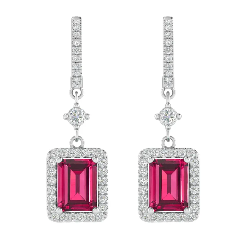 Sterling Silver with Ruby and White Topaz Dangle Earrings sold by Zulily