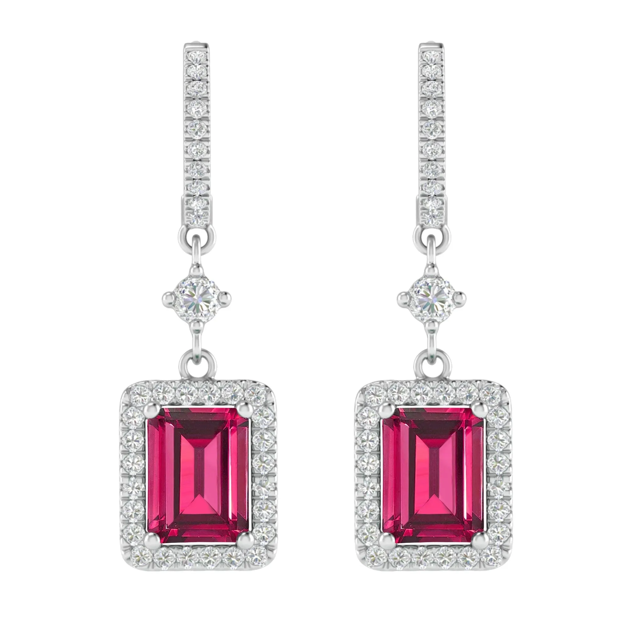 Sterling Silver with Ruby and White Topaz Dangle Earrings sold by Zulily