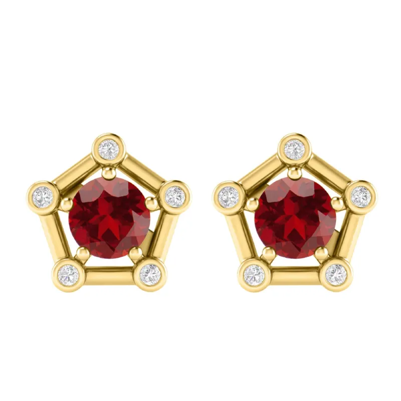 Gold over Sterling Silver with Natural Garnet and White Topaz Stud Earrings sold by Zulily