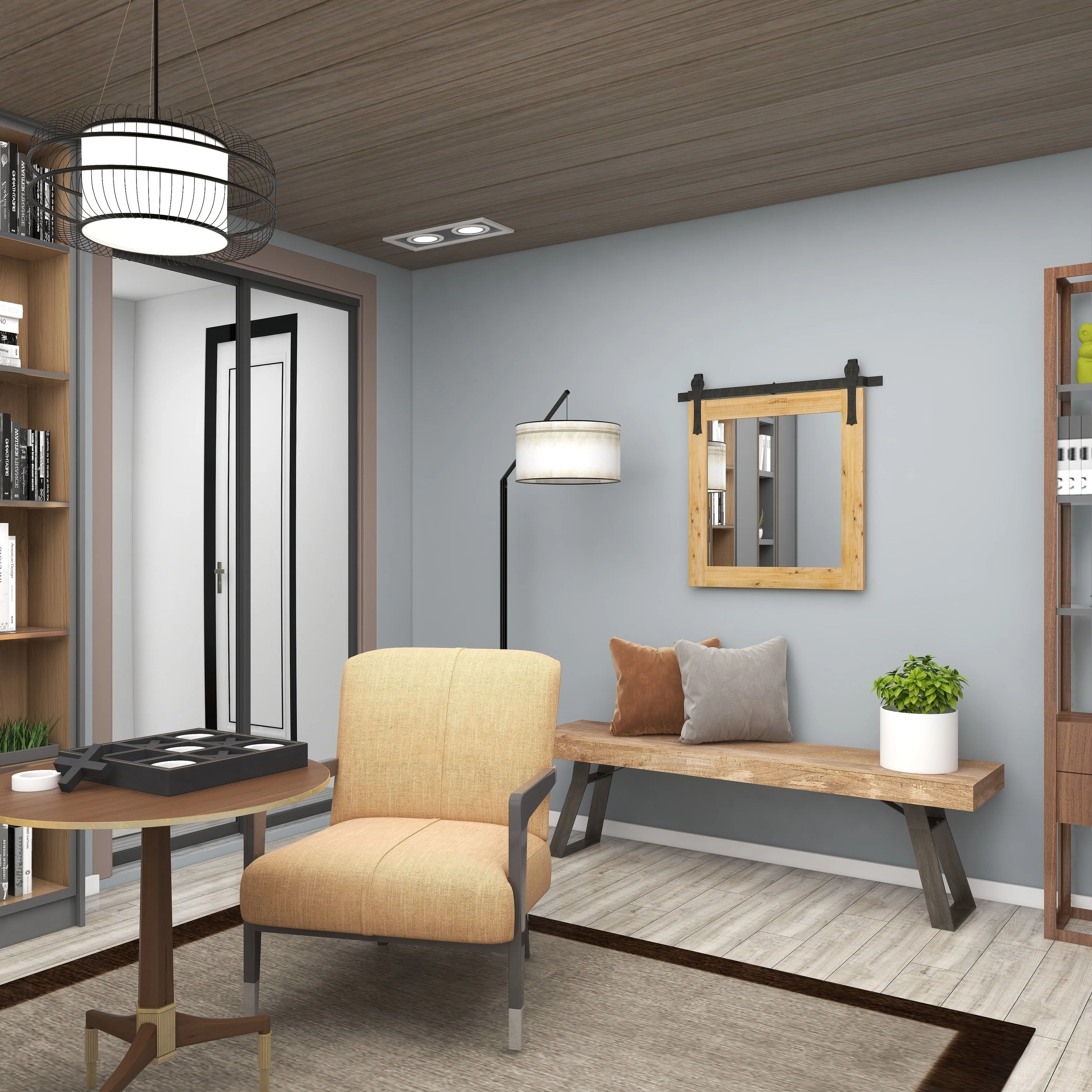 Barn Door Style Wood Industrial Farmhouse Hanging Wall Mirror sold by Zulily product image thumbnail 5