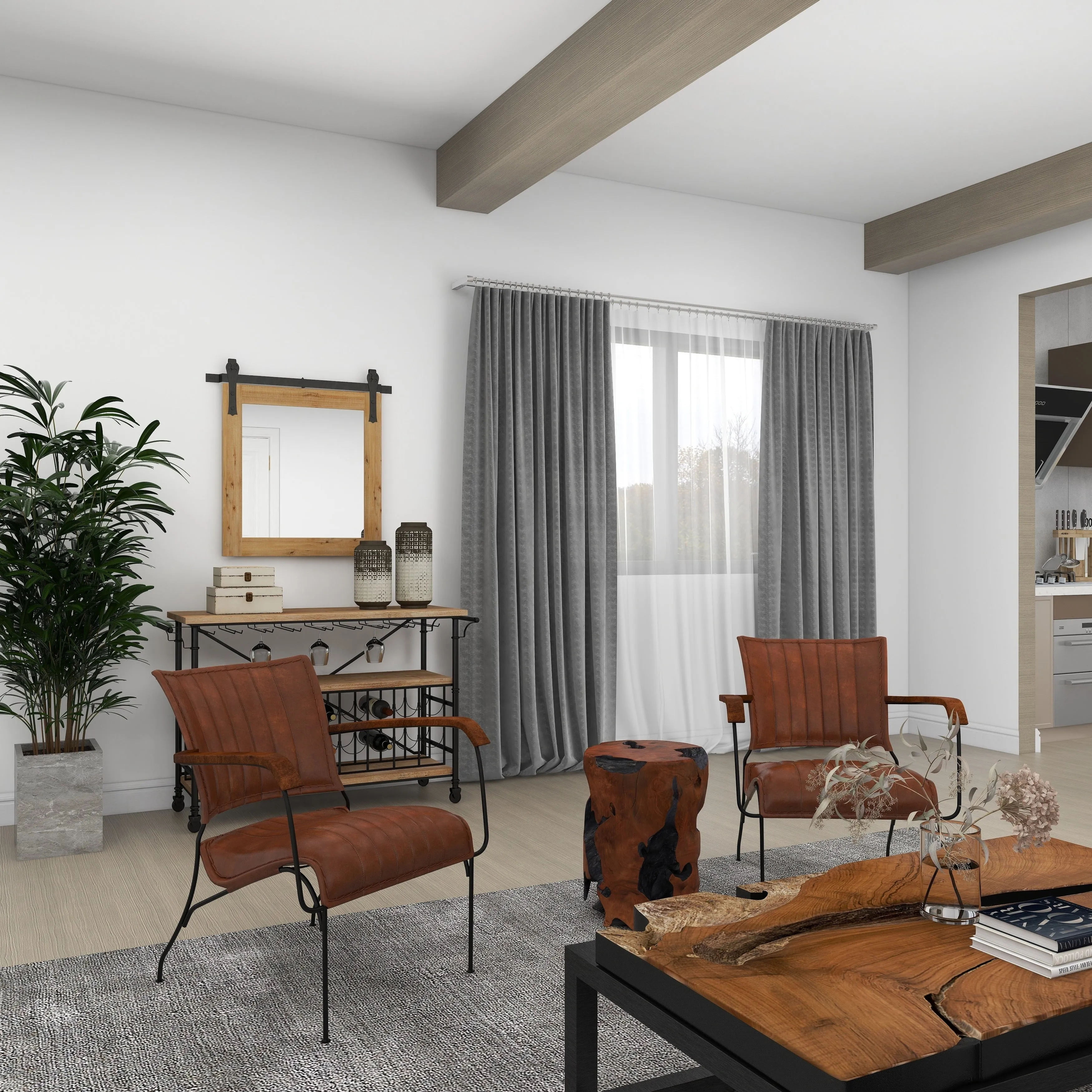 Barn Door Style Wood Industrial Farmhouse Hanging Wall Mirror sold by Zulily product image thumbnail 4