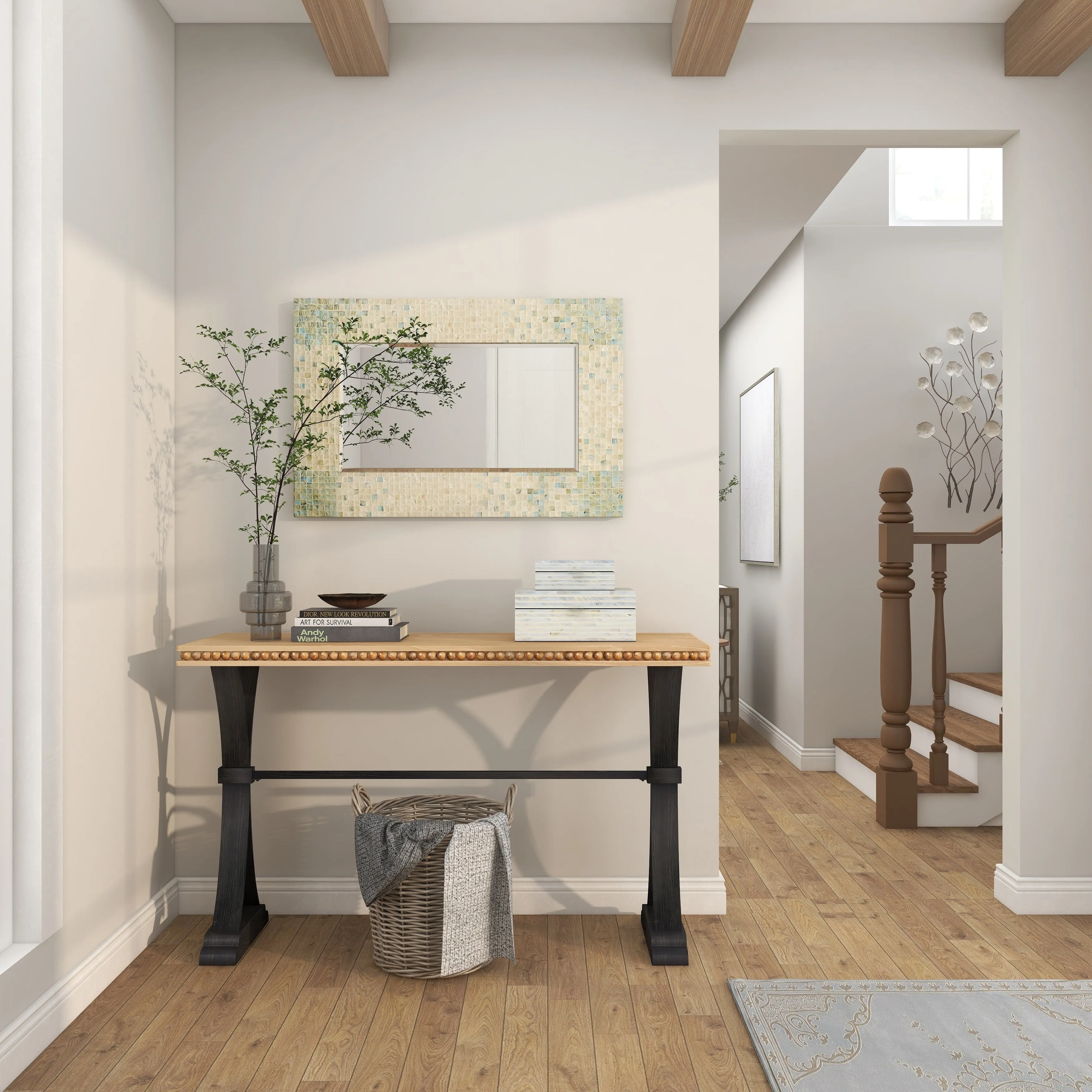 Natural Coastal Mother of Pearl Shell Wall Mirror Cream Blue or Cream Grey sold by Zulily product image thumbnail 5