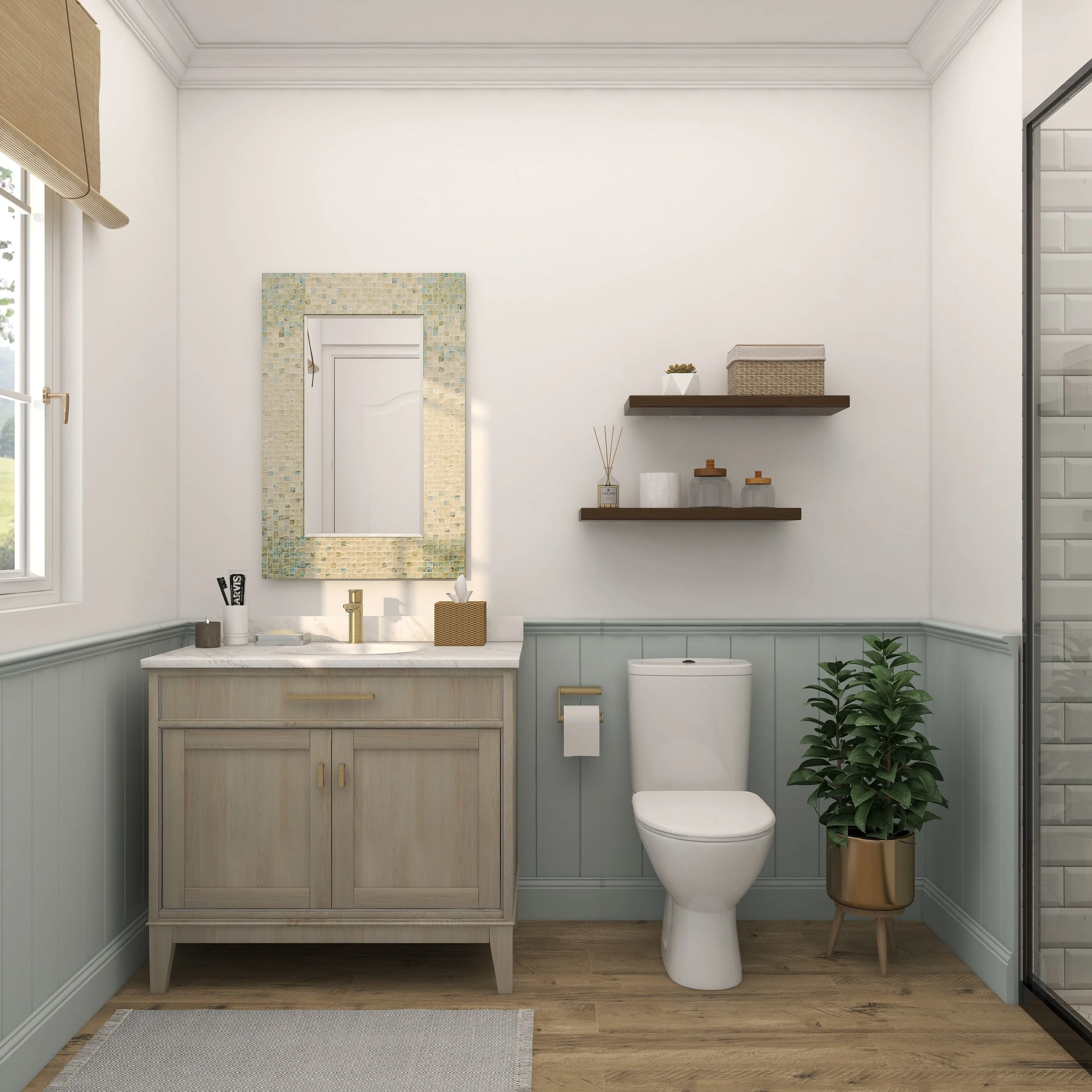 Natural Coastal Mother of Pearl Shell Wall Mirror Cream Blue or Cream Grey sold by Zulily product image thumbnail 4