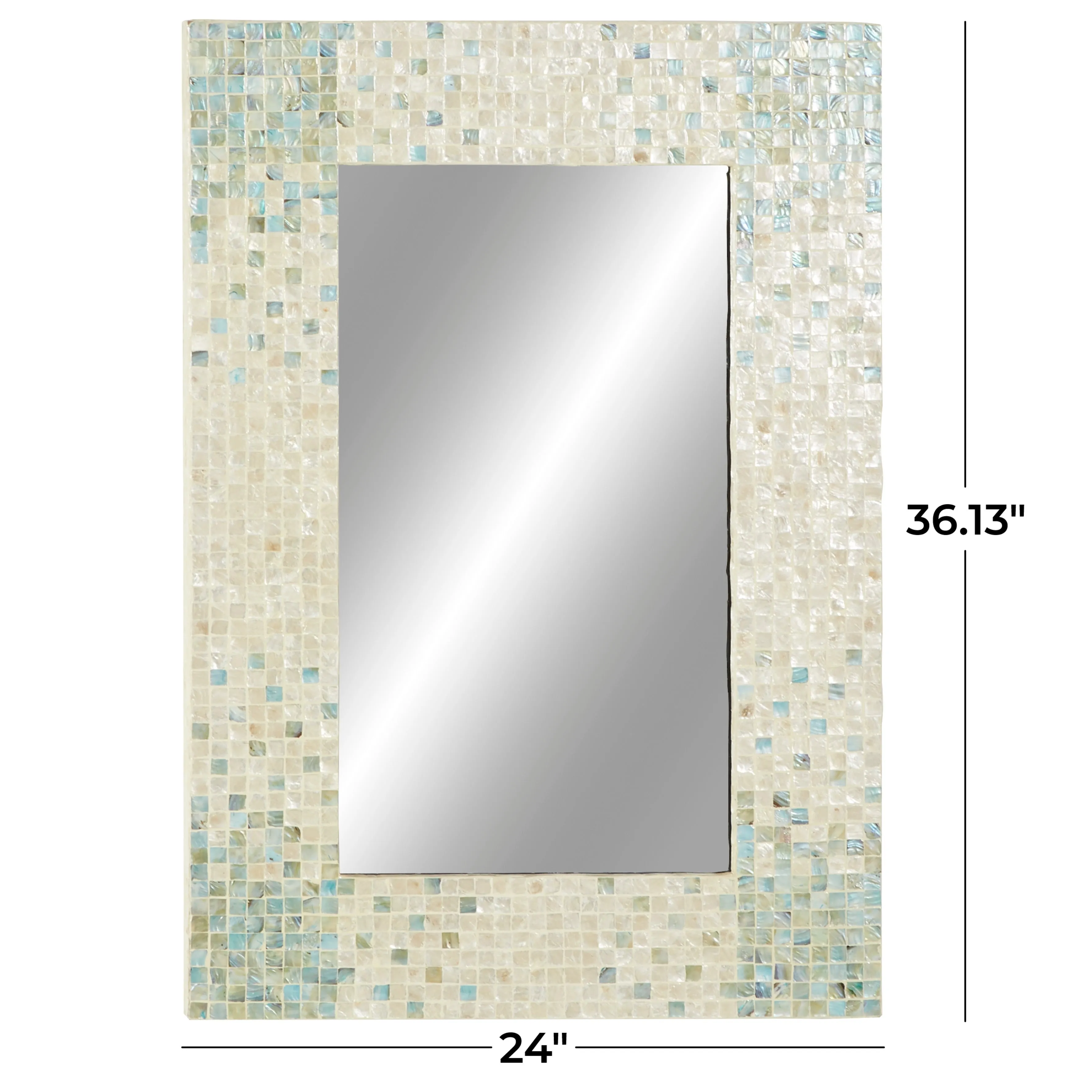Mother of Pearl Shell Handmade Mosaic Wall Mirror with Blue Corners - Cream - Roche River Decor sold by Zulily product image thumbnail 5