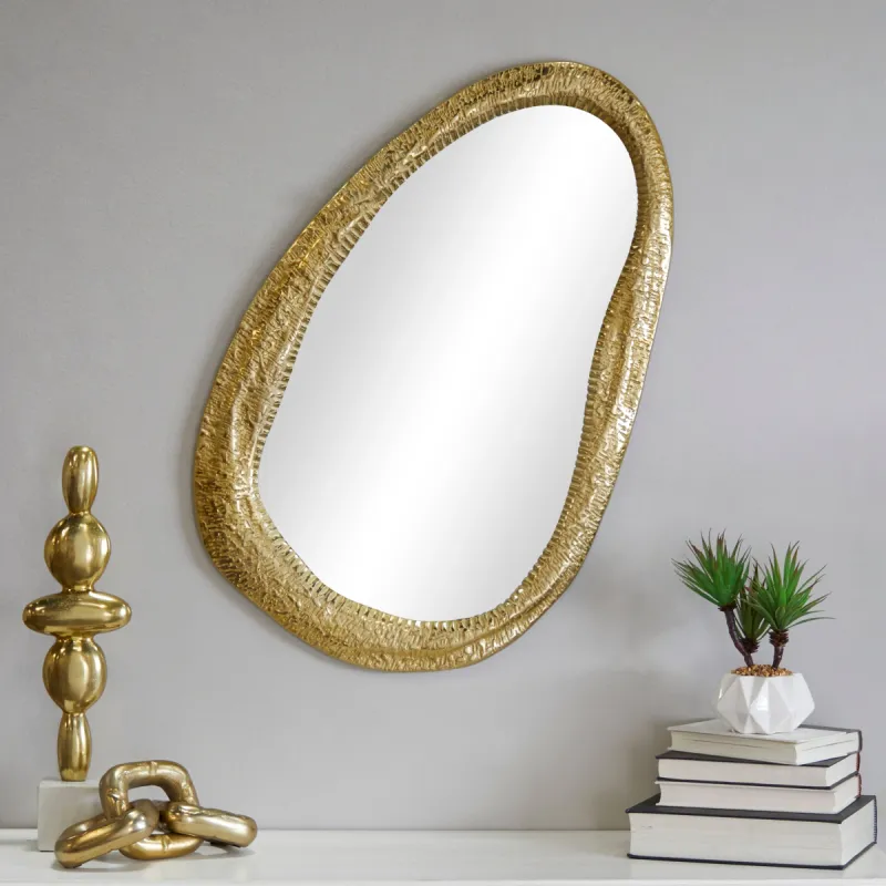 Irregular-shaped Aluminum Metal Abstract Wall Mirror - Gold or Silver sold by Zulily