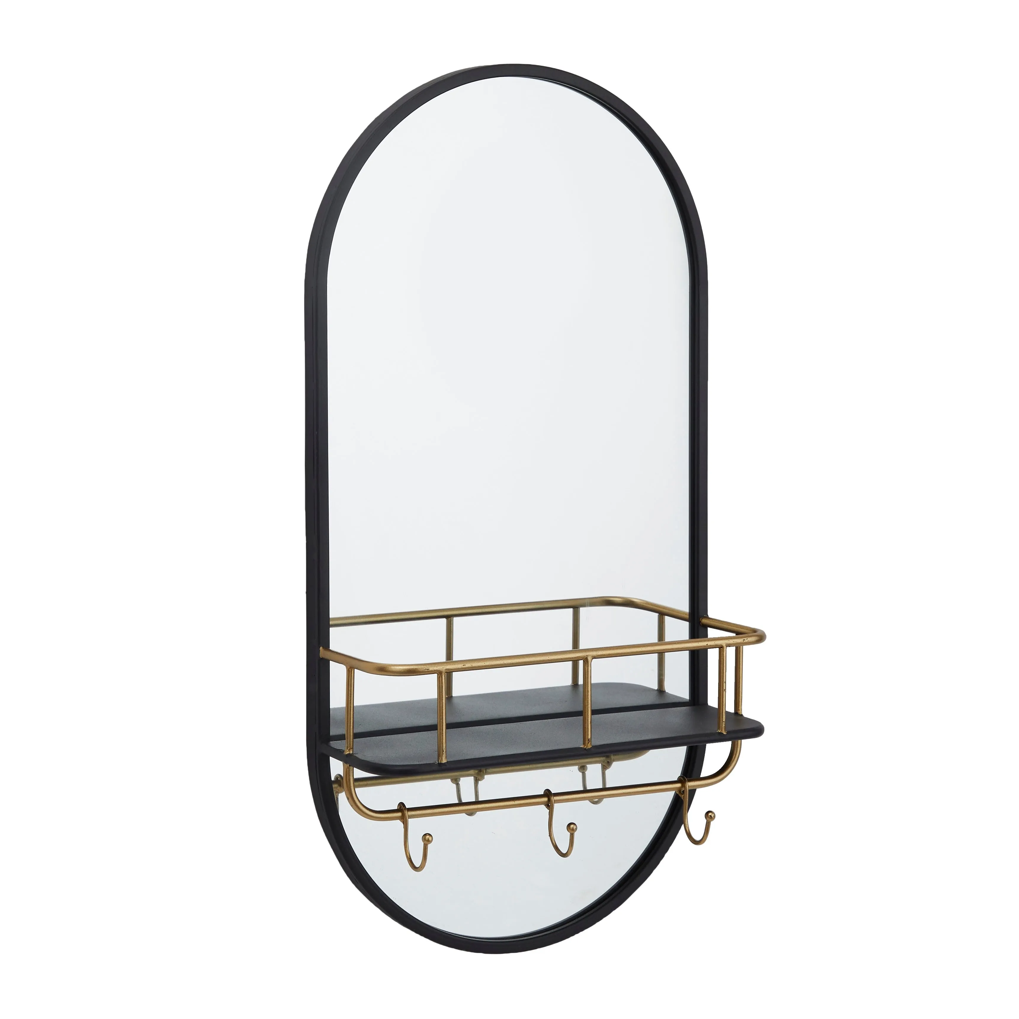 Black Metal Oval 1 Shelf Room Wall Mirror - 14"W, 28"H sold by Zulily product image thumbnail 2