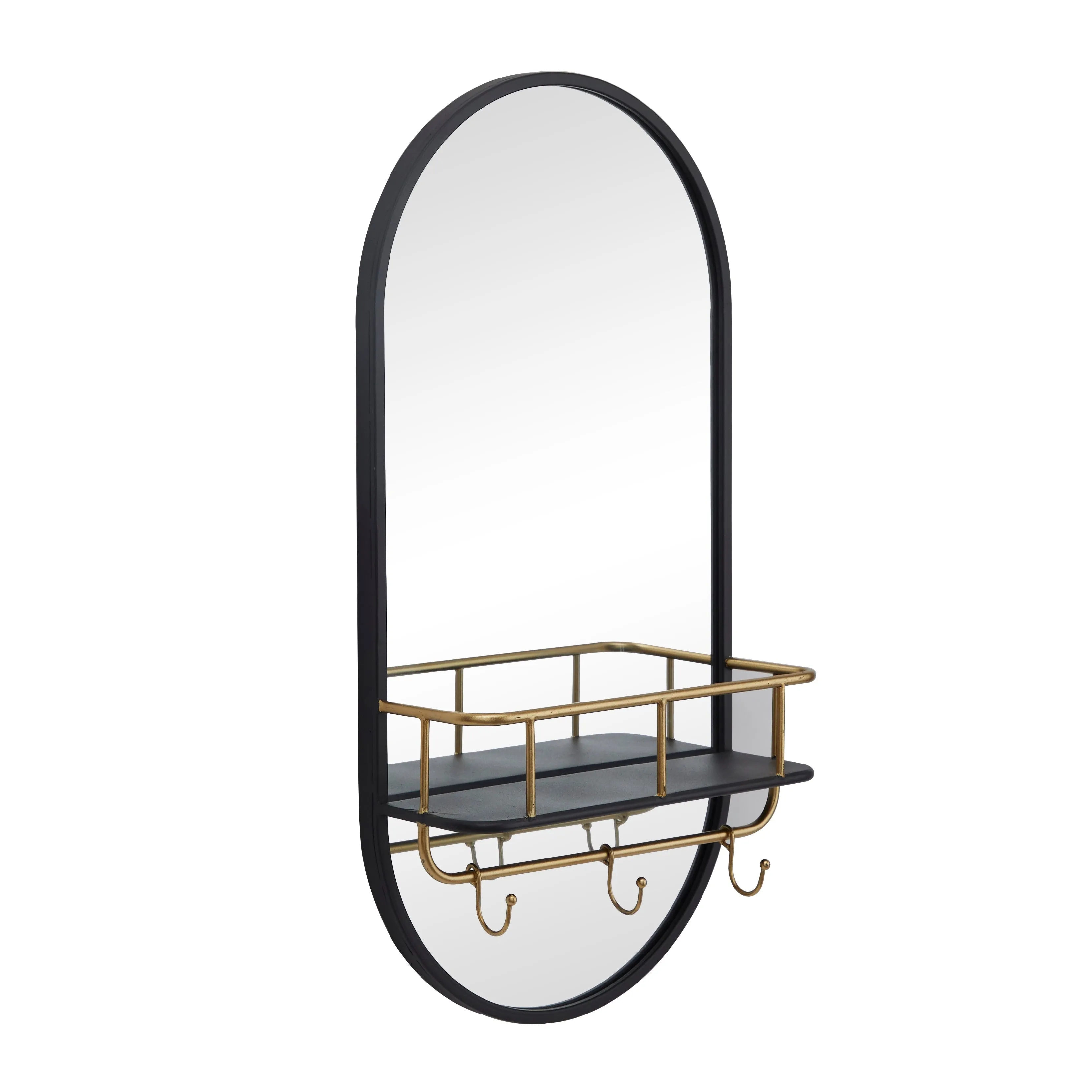 Black Metal Oval 1 Shelf Room Wall Mirror - 14"W, 28"H sold by Zulily product image thumbnail 3