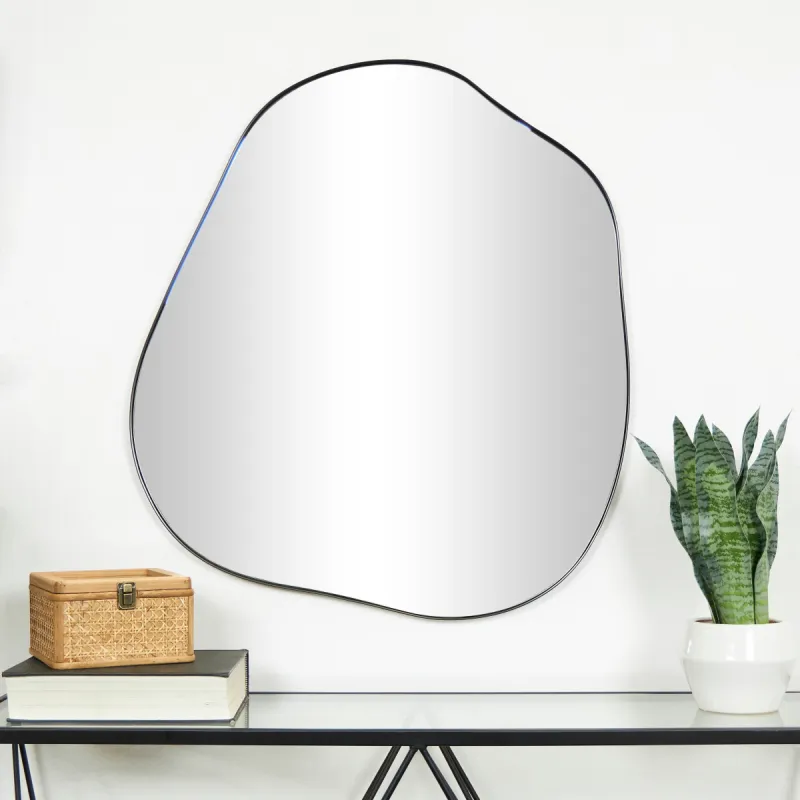 CosmoLiving by Cosmopolitan Black Metal Wavy Abstract Wall Mirror sold by Zulily