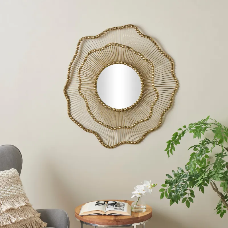 Gold Metal Layered Frame Floral Room Wall Mirror with Layered Floral Frame - Iron sold by Zulily