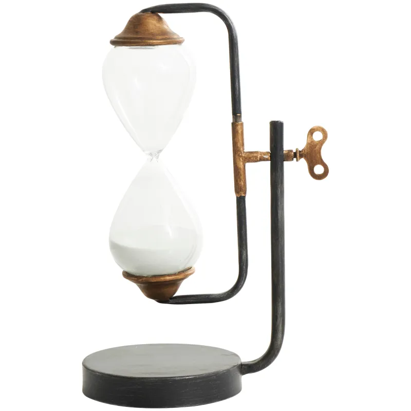 Metal Suspended Hourglass Timer with Gold Details - Black - Roche River Decor - 6"W x 9"L x 13"H sold by Zulily