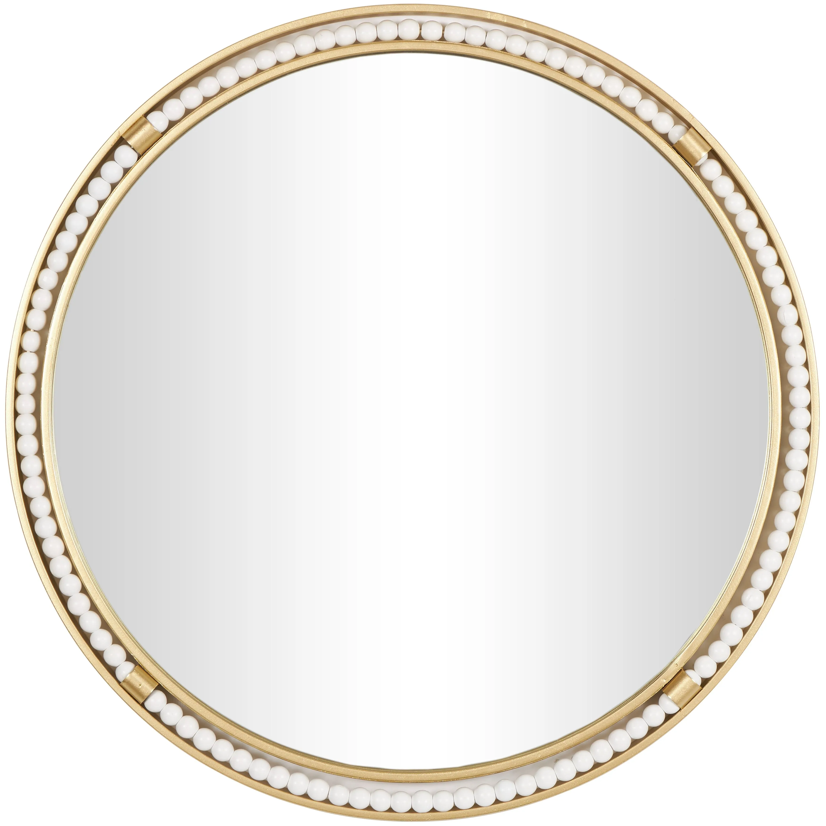 Gold Metal Room Wall Mirror with White Wood Beading - 26"D sold by Zulily product image thumbnail 2