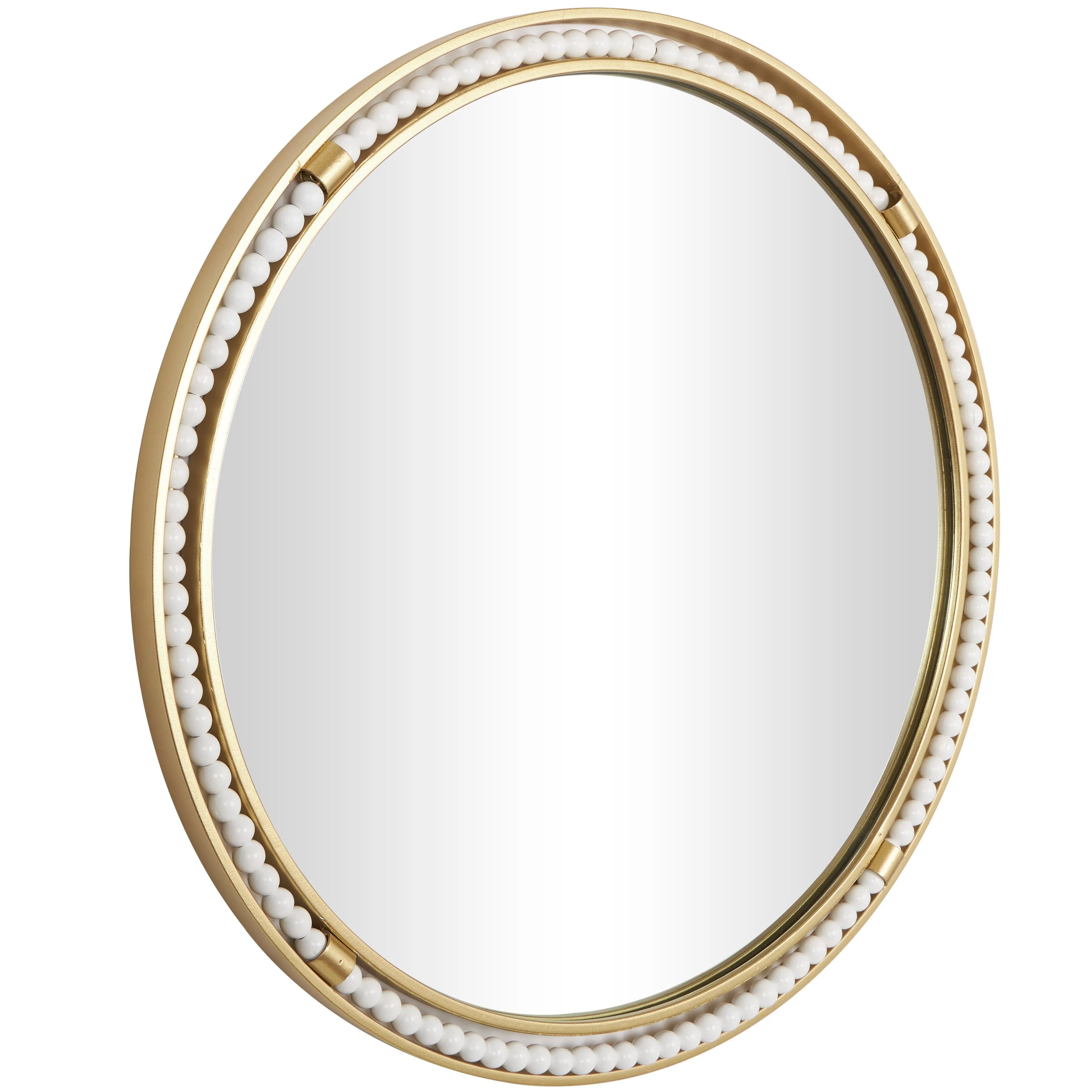 Gold Metal Room Wall Mirror with White Wood Beading - 26"D sold by Zulily product image thumbnail 3