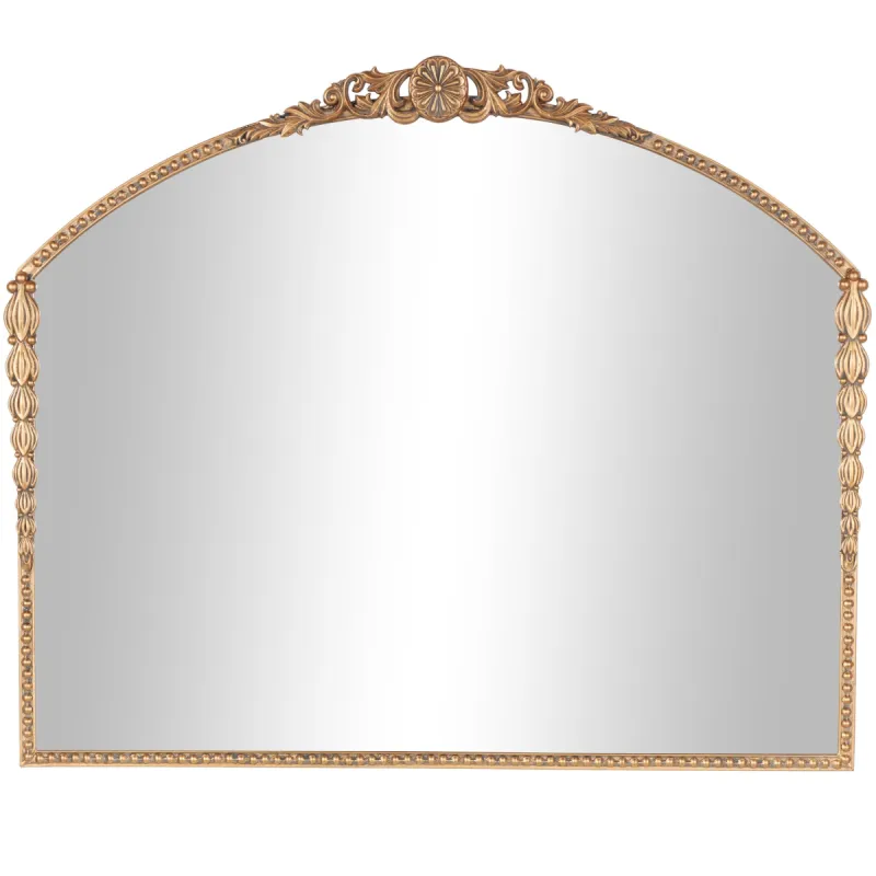 Metal Scroll Orante Antique Arch Room Wall Mirror with Beaded Frame - Gold - Roche River Decor - 1"W x 40"L x 33"H sold by Zulily