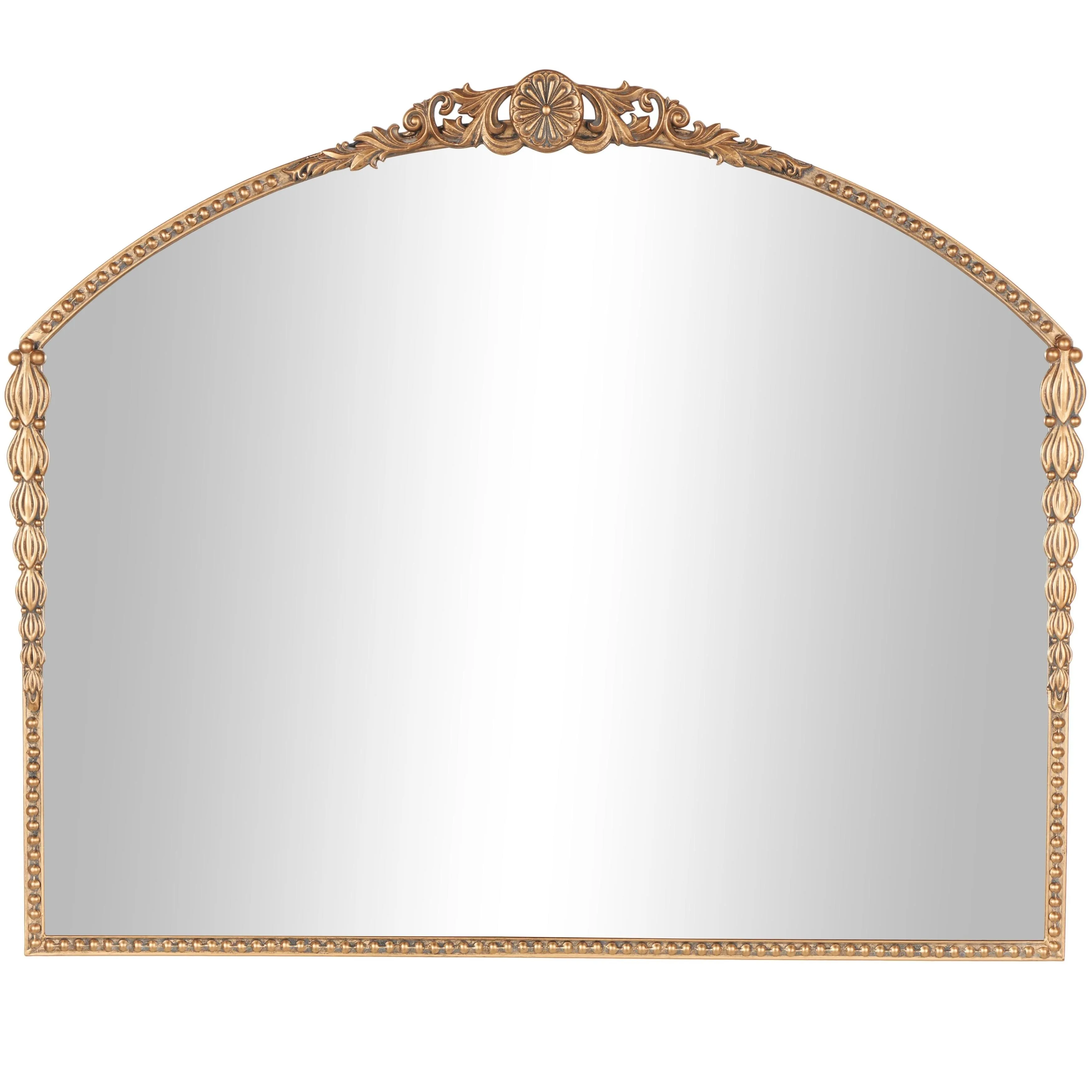 Metal Scroll Orante Antique Arch Room Wall Mirror with Beaded Frame - Gold - Roche River Decor - 1"W x 40"L x 33"H sold by Zulily