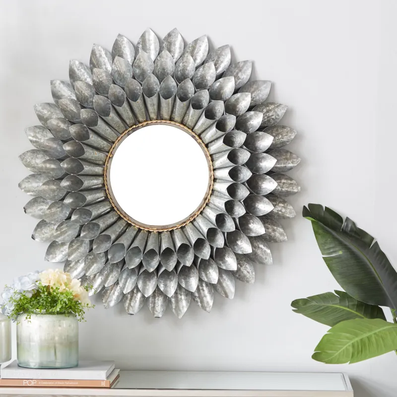 Grey Iron Contemporary Wall Mirror 32 x 32 x 4 - 32 x 4 x 32Round sold by Zulily