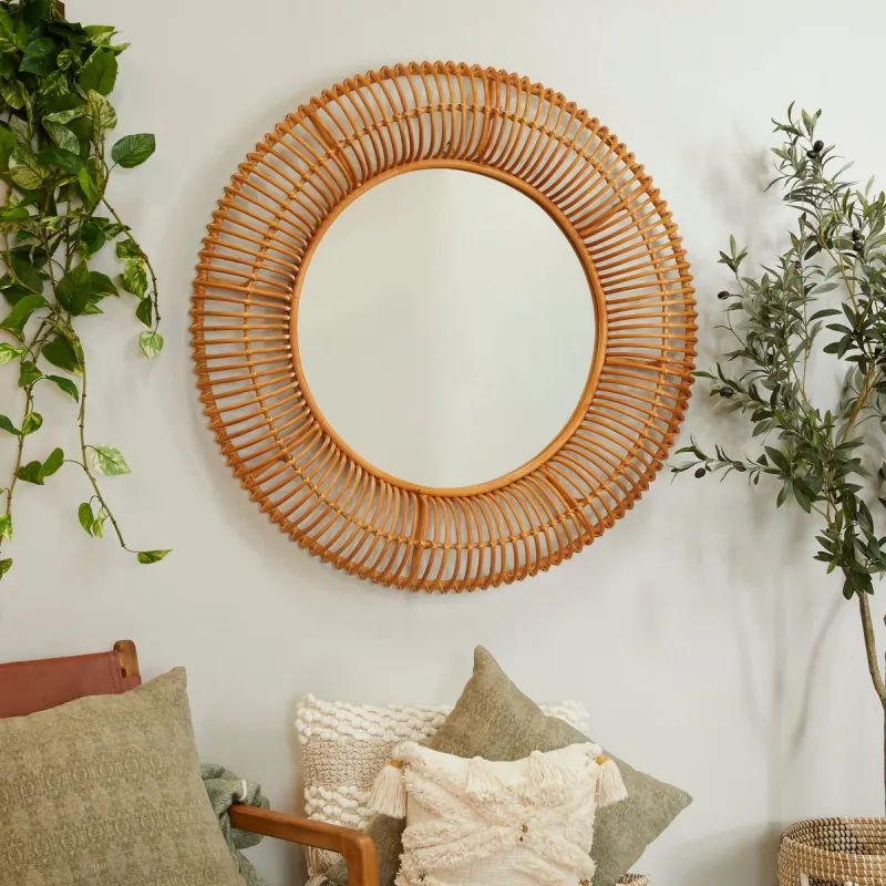 Stylish Brown Rattan Handmade Woven Wall Mirror sold by Zulily