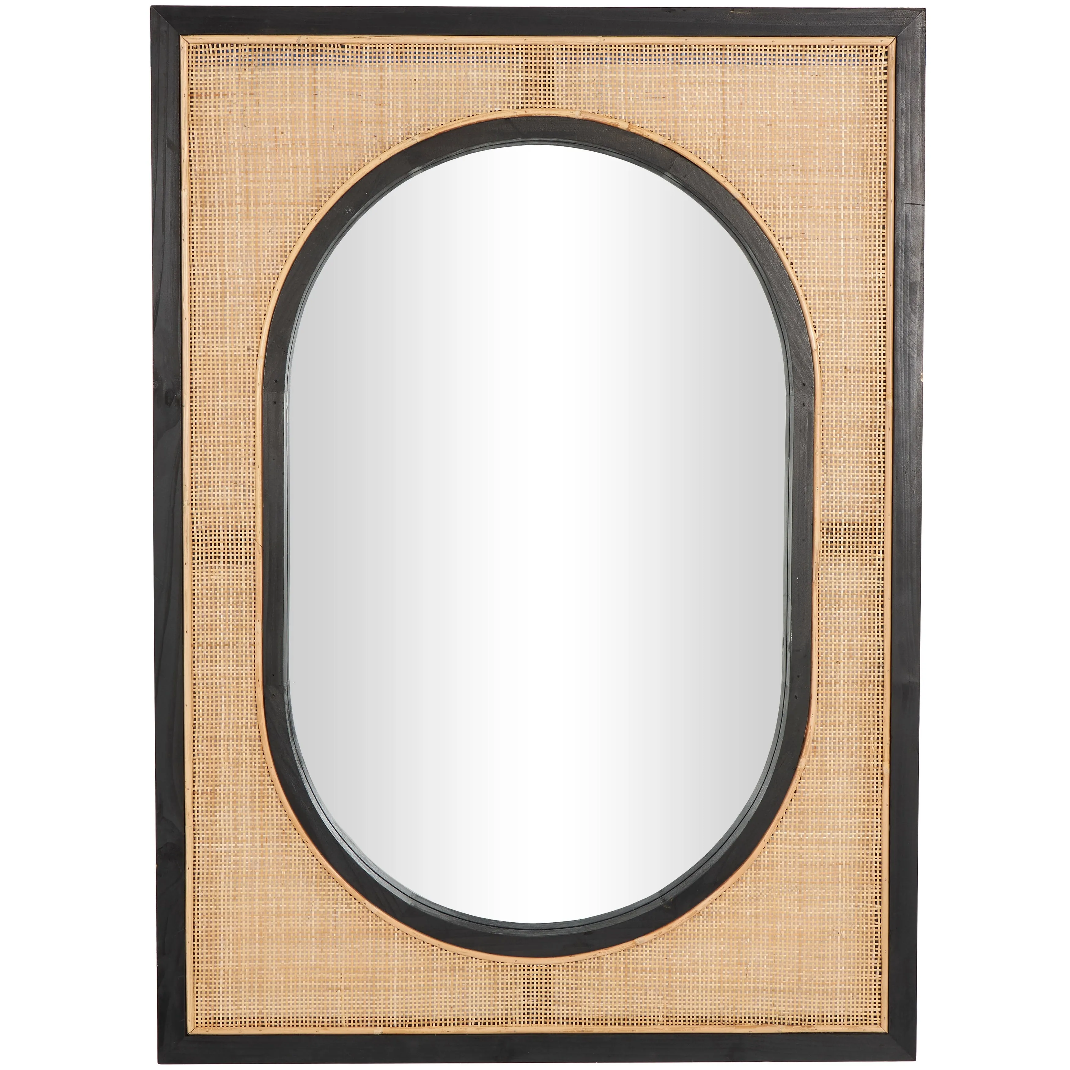 Brown Rattan Room Wall Mirror with Black Accent Frames - 30"W, 42"H sold by Zulily product image thumbnail 2