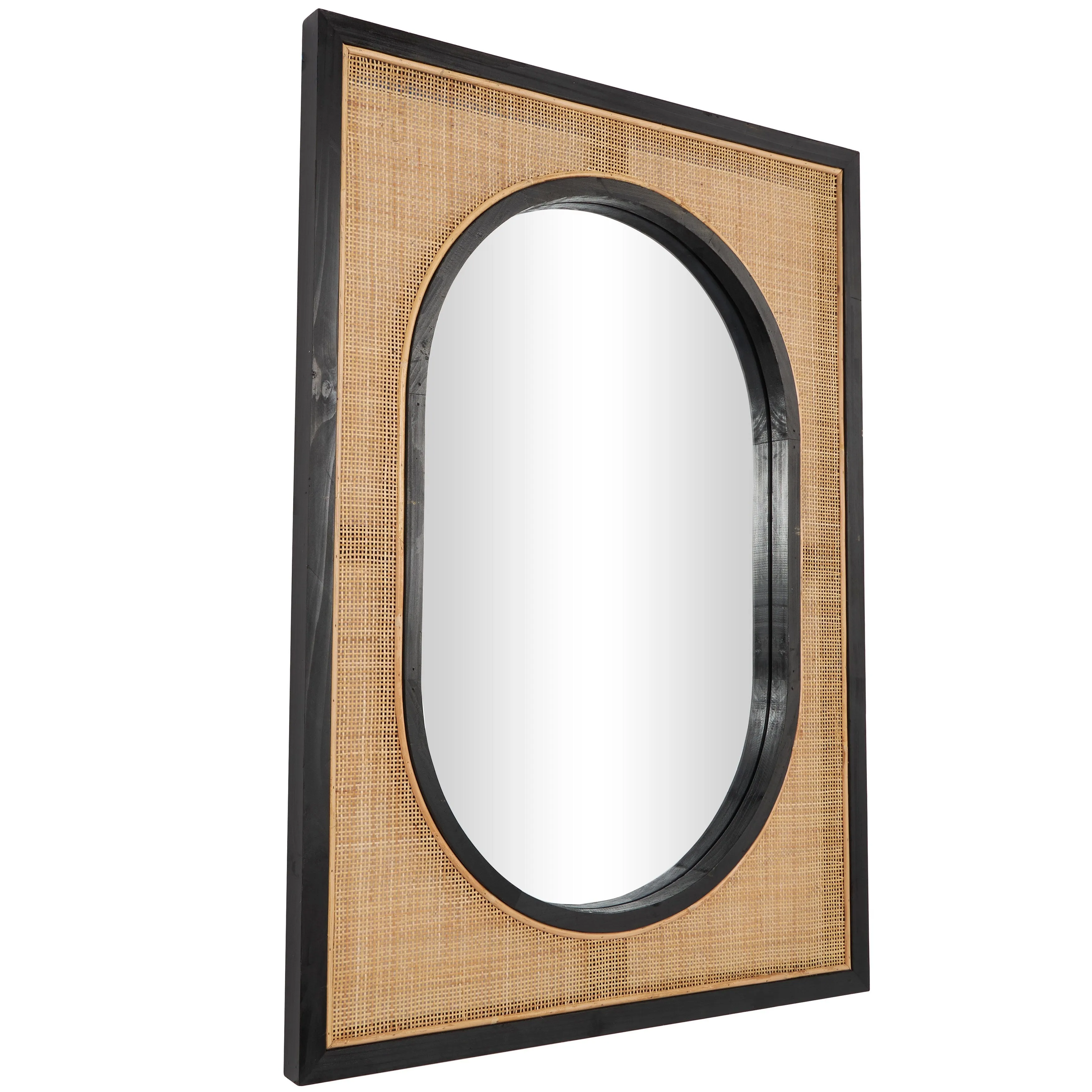 Brown Rattan Room Wall Mirror with Black Accent Frames - 30"W, 42"H sold by Zulily product image thumbnail 3