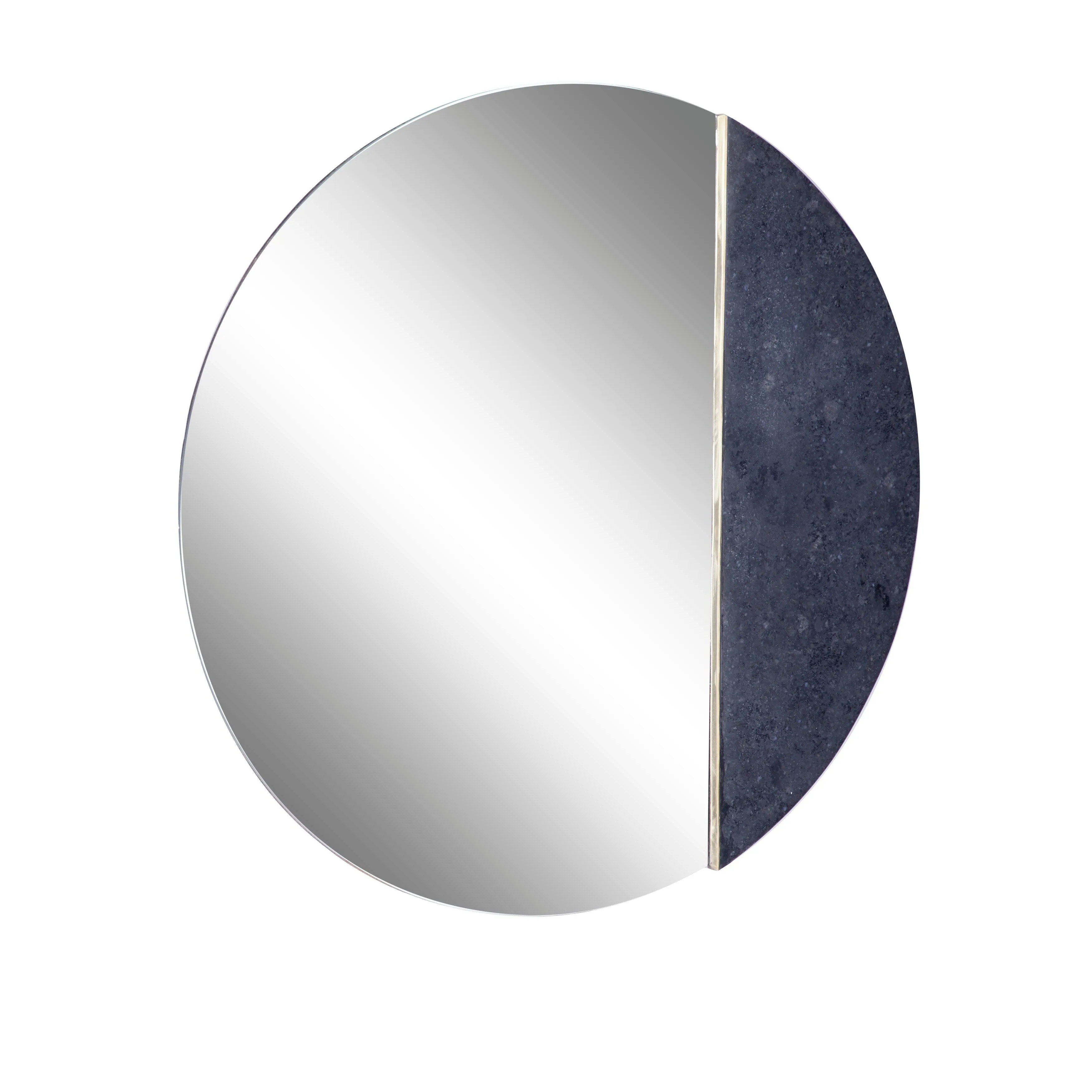 Black Glass Wall Mirror with Marble Accent - 28 x 1 x 28Round sold by Zulily product image thumbnail 3