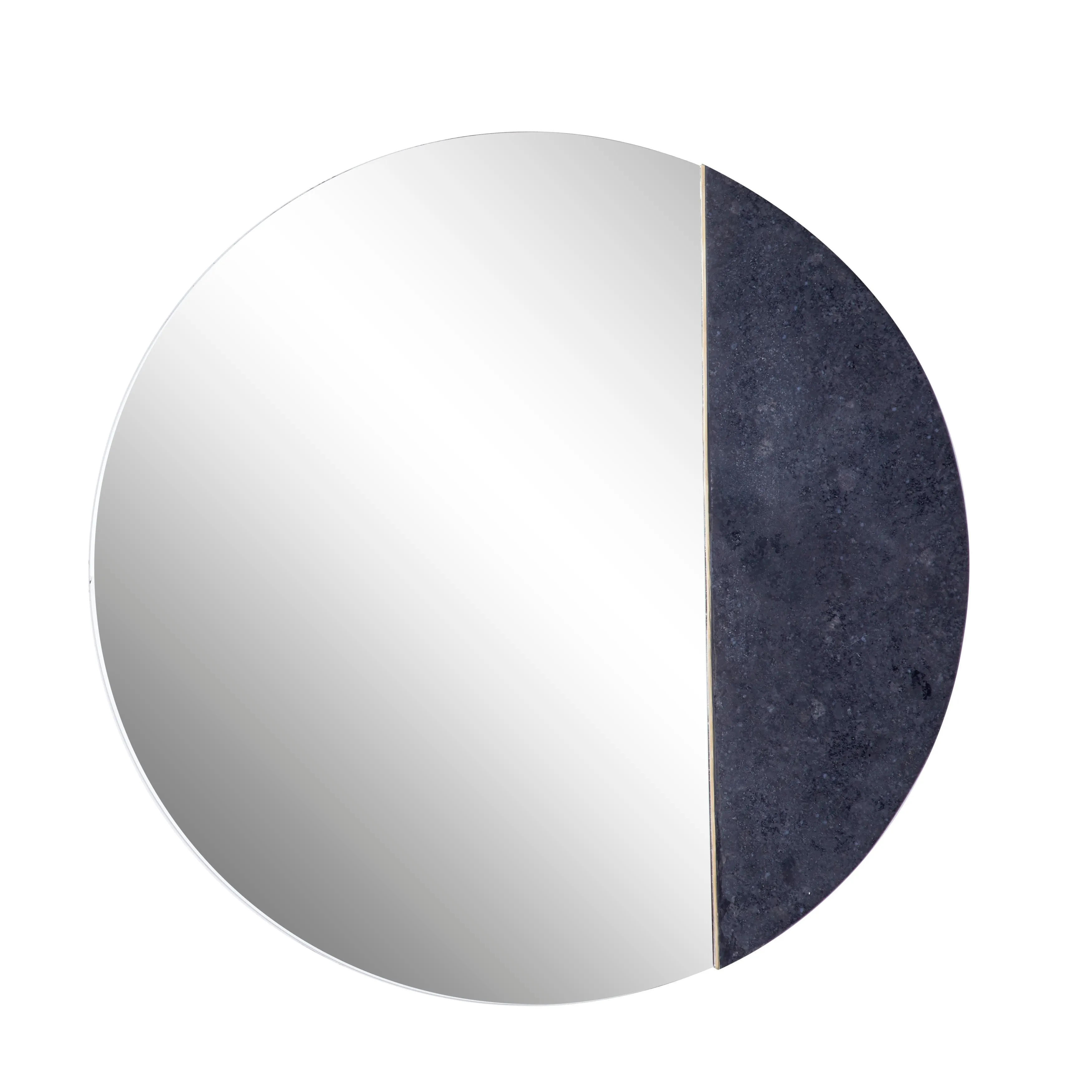 Black Glass Wall Mirror with Marble Accent - 28 x 1 x 28Round sold by Zulily product image thumbnail 2