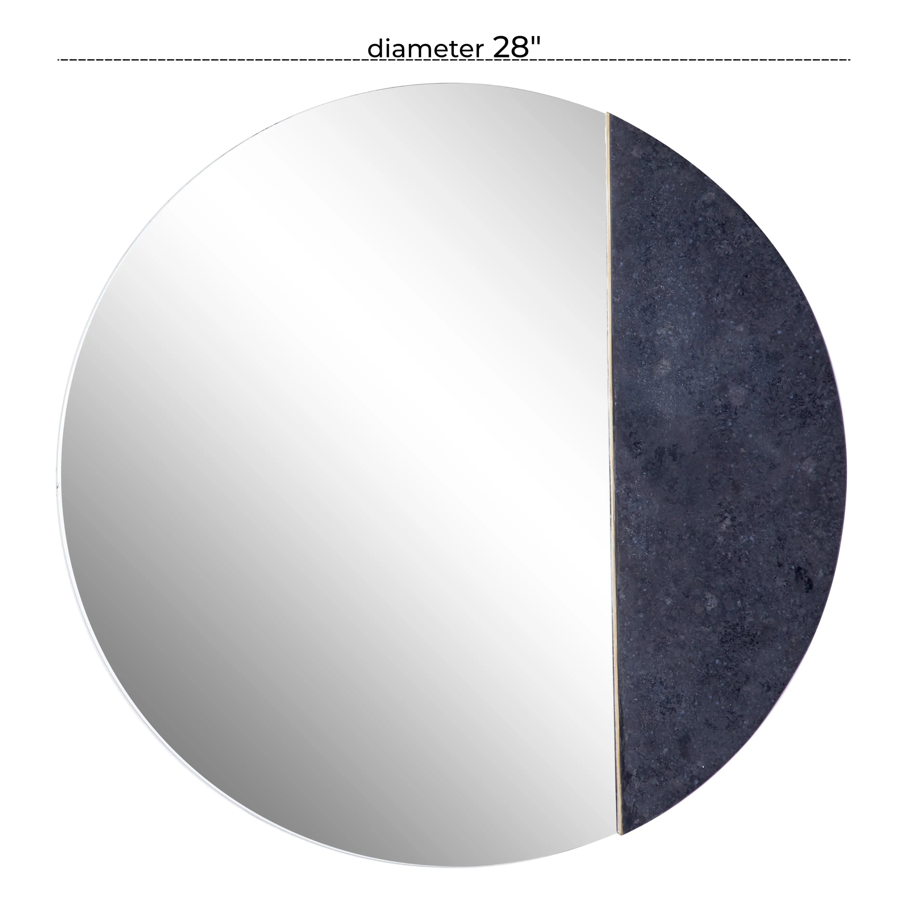 Black Glass Wall Mirror with Marble Accent - 28 x 1 x 28Round sold by Zulily product image thumbnail 5