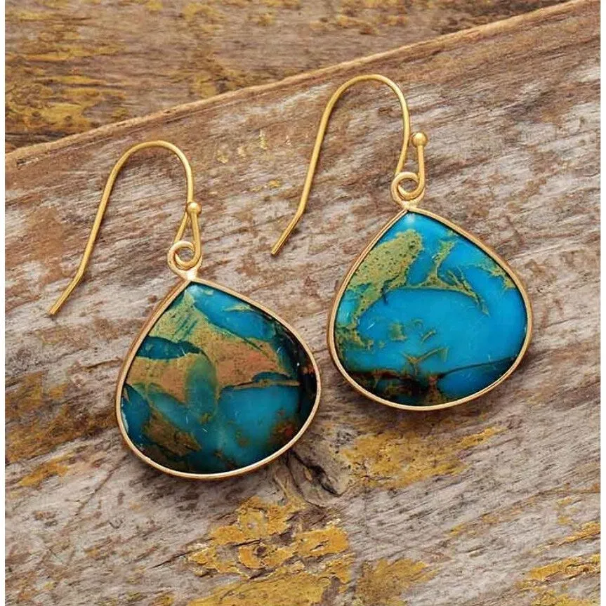 Teardrop Turquoise Howlite Gemstone Drop Earrings sold by Zulily product image thumbnail 2
