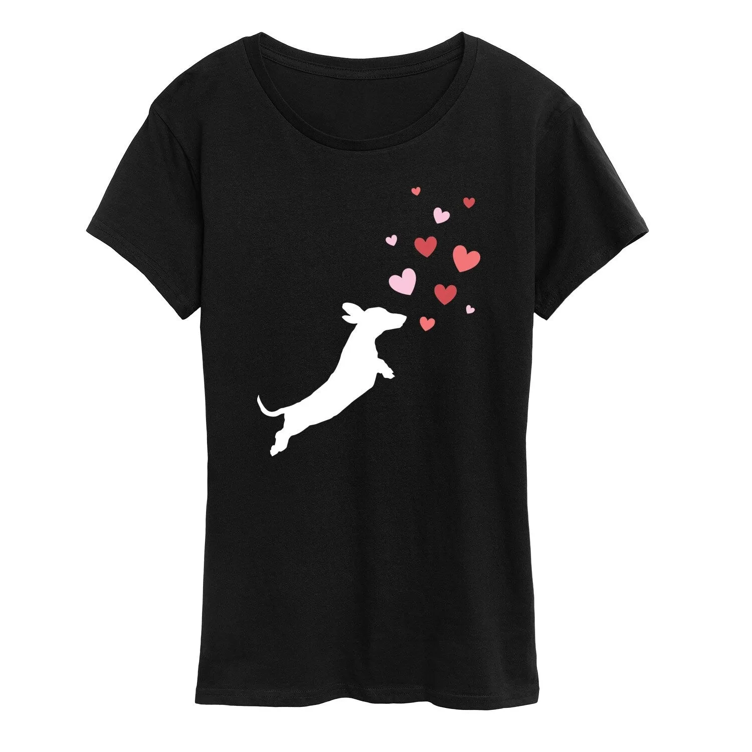 Women's Dachshund Chasing Hearts Short Sleeve Tee sold by Zulily