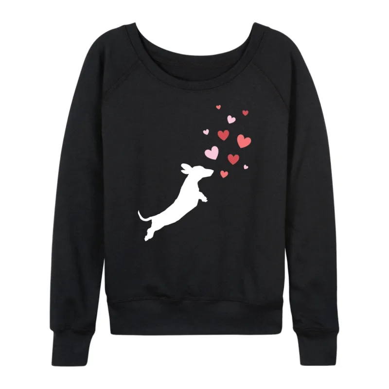 Women's Dachshund Chasing Hearts Pullover sold by Zulily