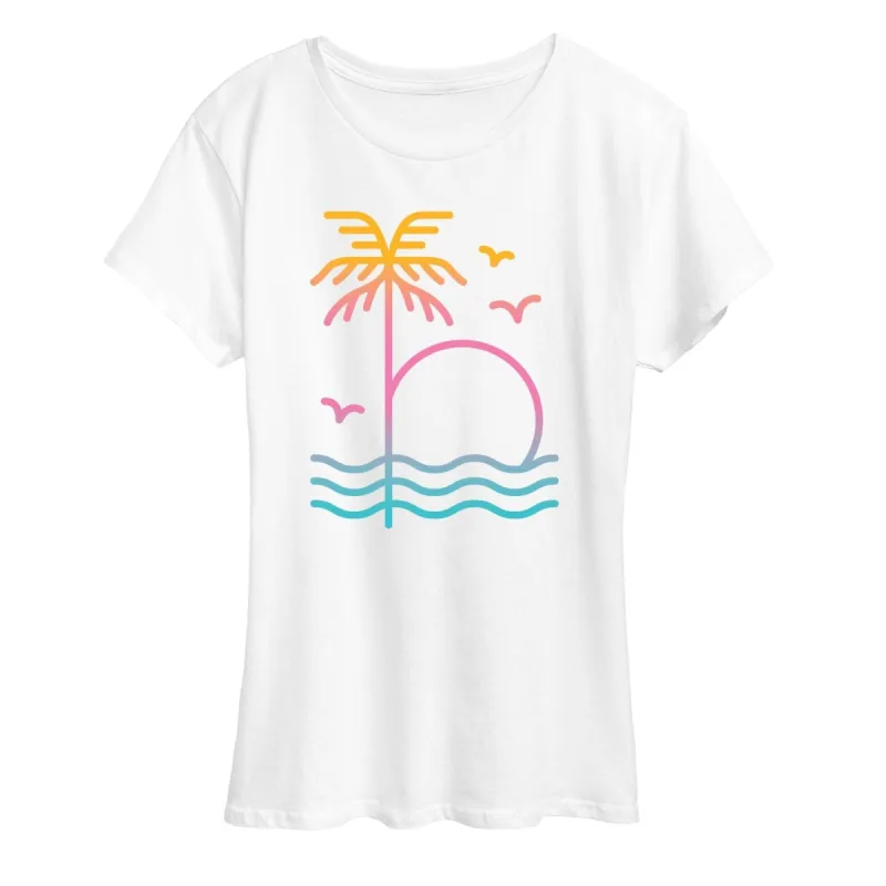 Women's Palm Sunset Ombre Short Sleeve Tee sold by Zulily