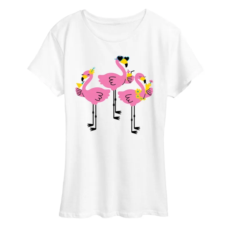 Women's Three Flamingos Drinking Short Sleeve Tee sold by Zulily