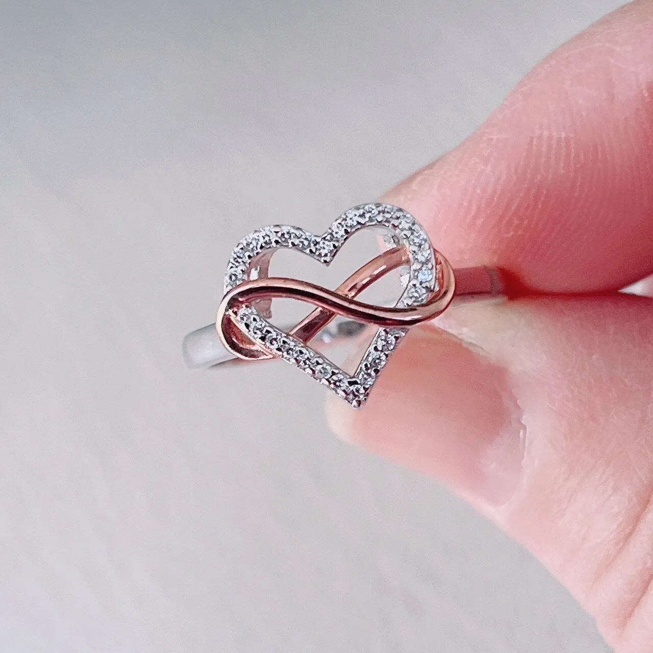 Sterling Silver Rose Gold Two-Tone Infinity Ring sold by Zulily product image thumbnail 2