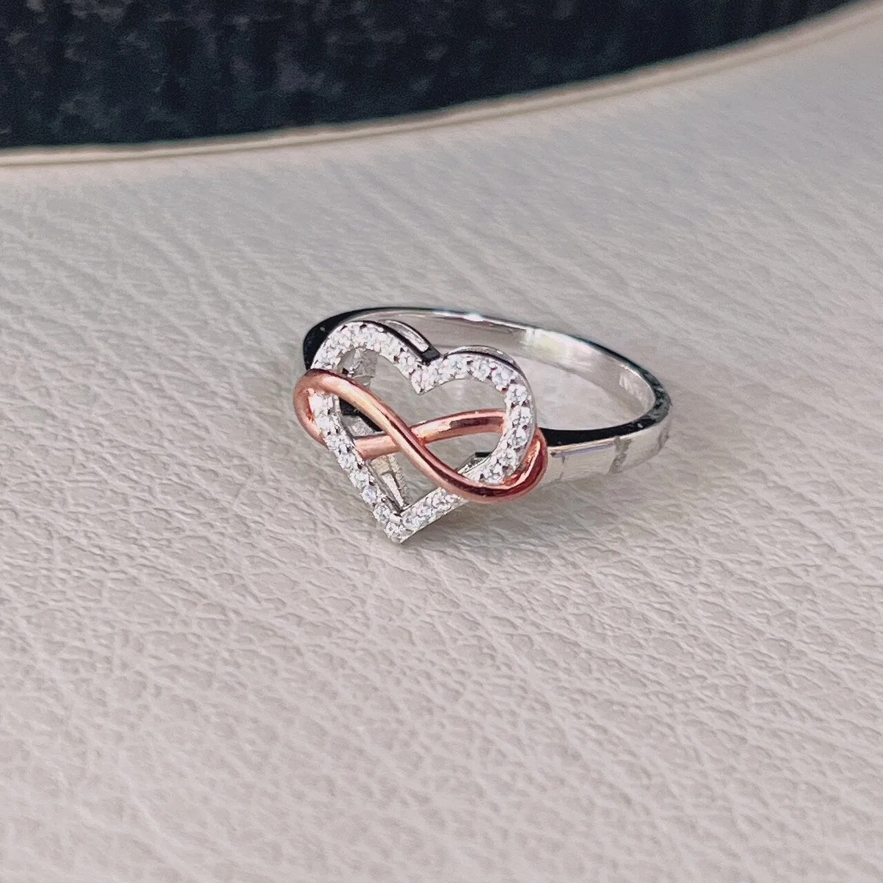 Sterling Silver Rose Gold Two-Tone Infinity Ring sold by Zulily product image thumbnail 3