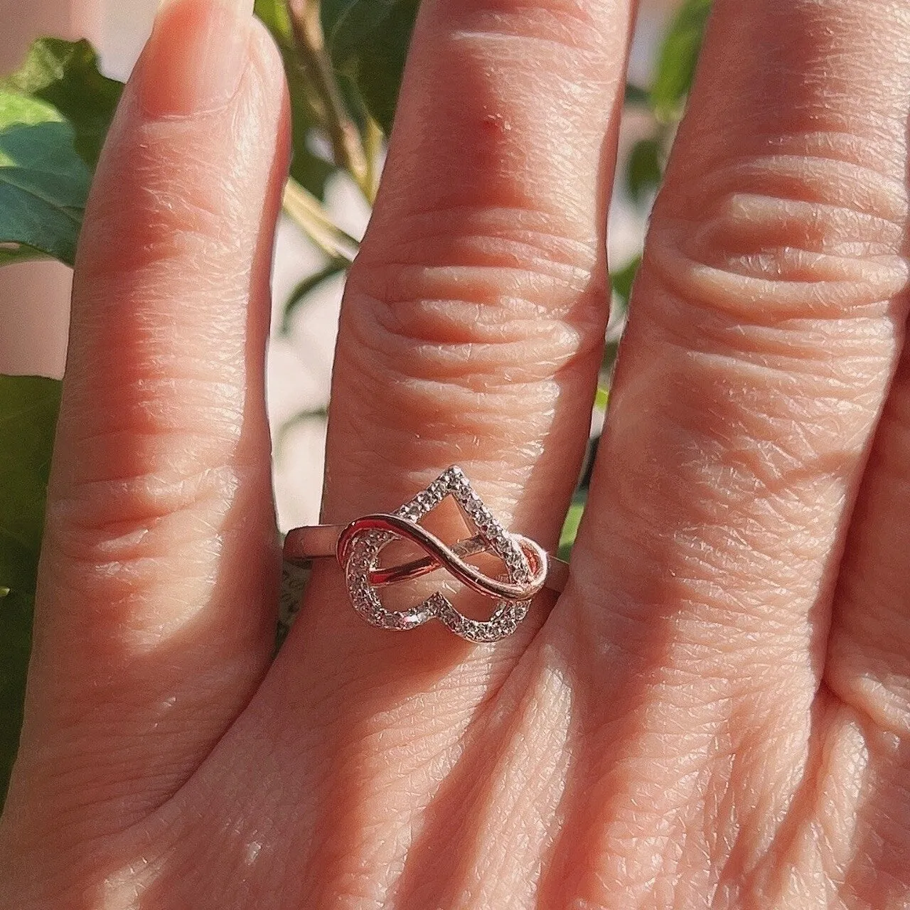 Sterling Silver Rose Gold Two-Tone Infinity Ring sold by Zulily