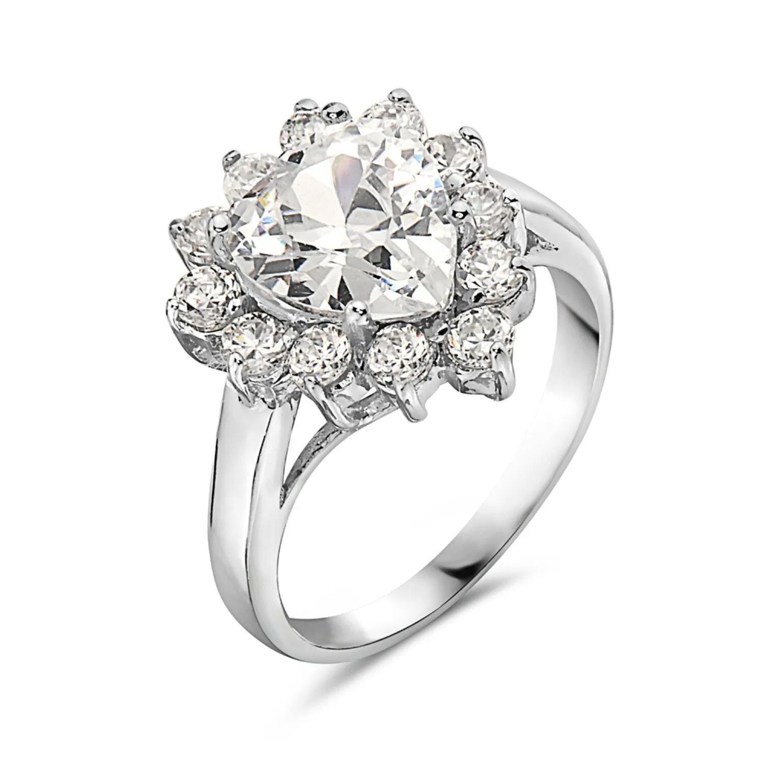 Sterling Silver Classic Heart Shaped CZ Ring sold by Zulily