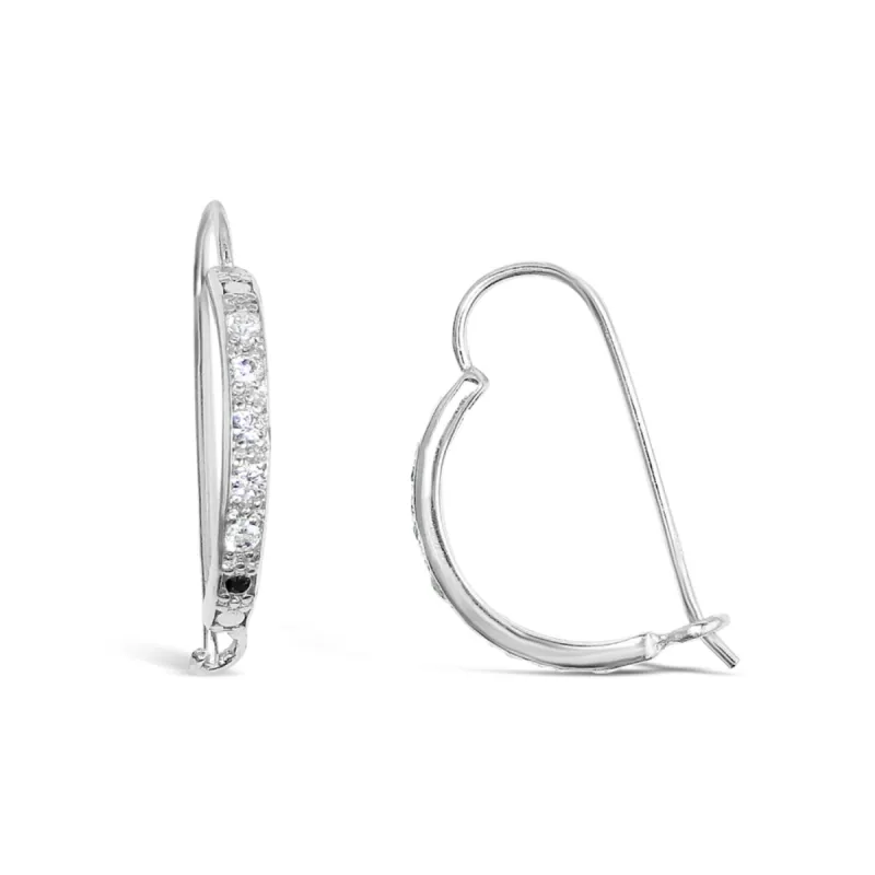 Sterling Silver Heart Shaped Hoop Earring Clear CZ 20 mm sold by Zulily