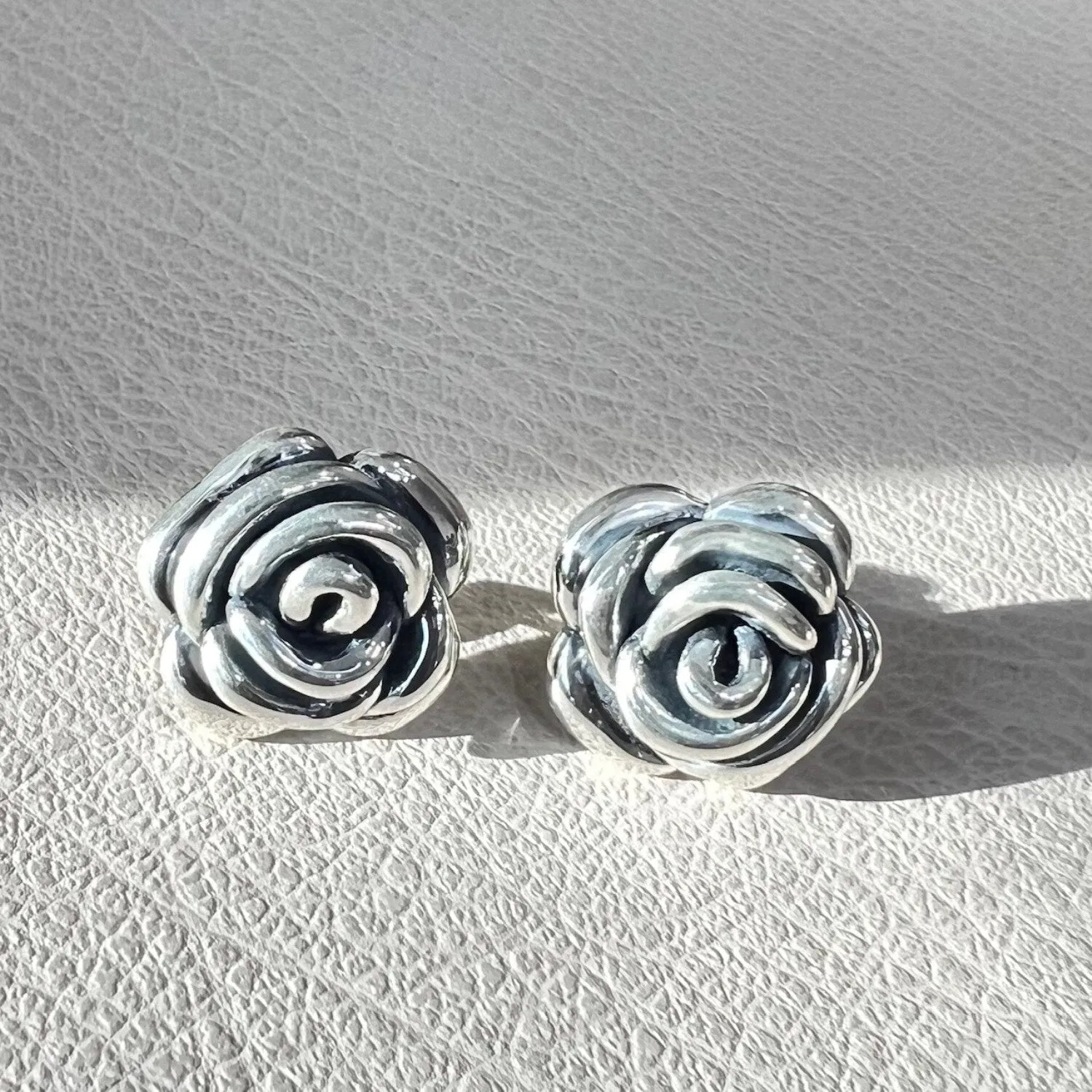 Sterling Silver Rose Flower Button Earring sold by Zulily product image thumbnail 3