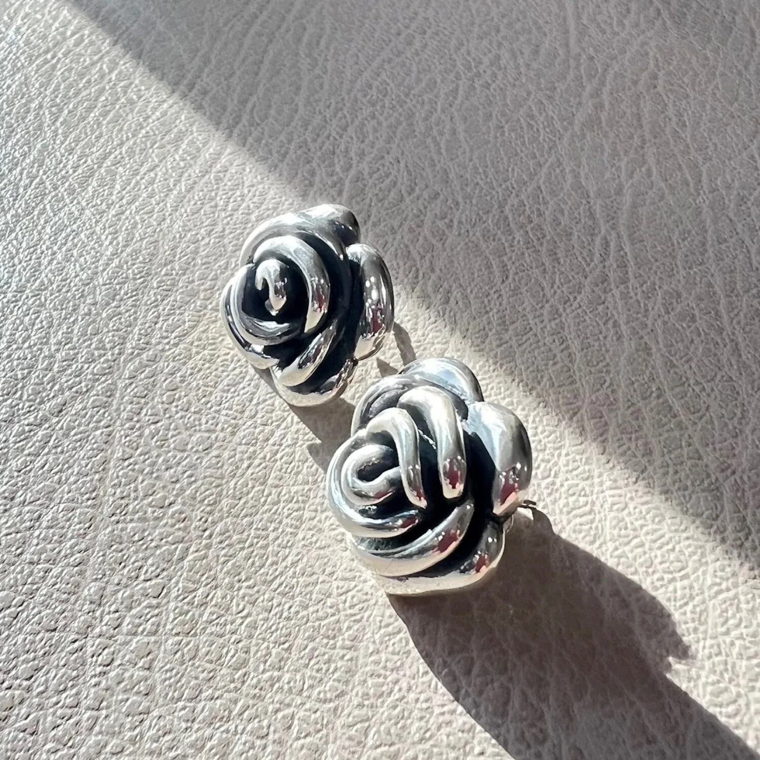 Sterling Silver Rose Flower Button Earring sold by Zulily product image thumbnail 4