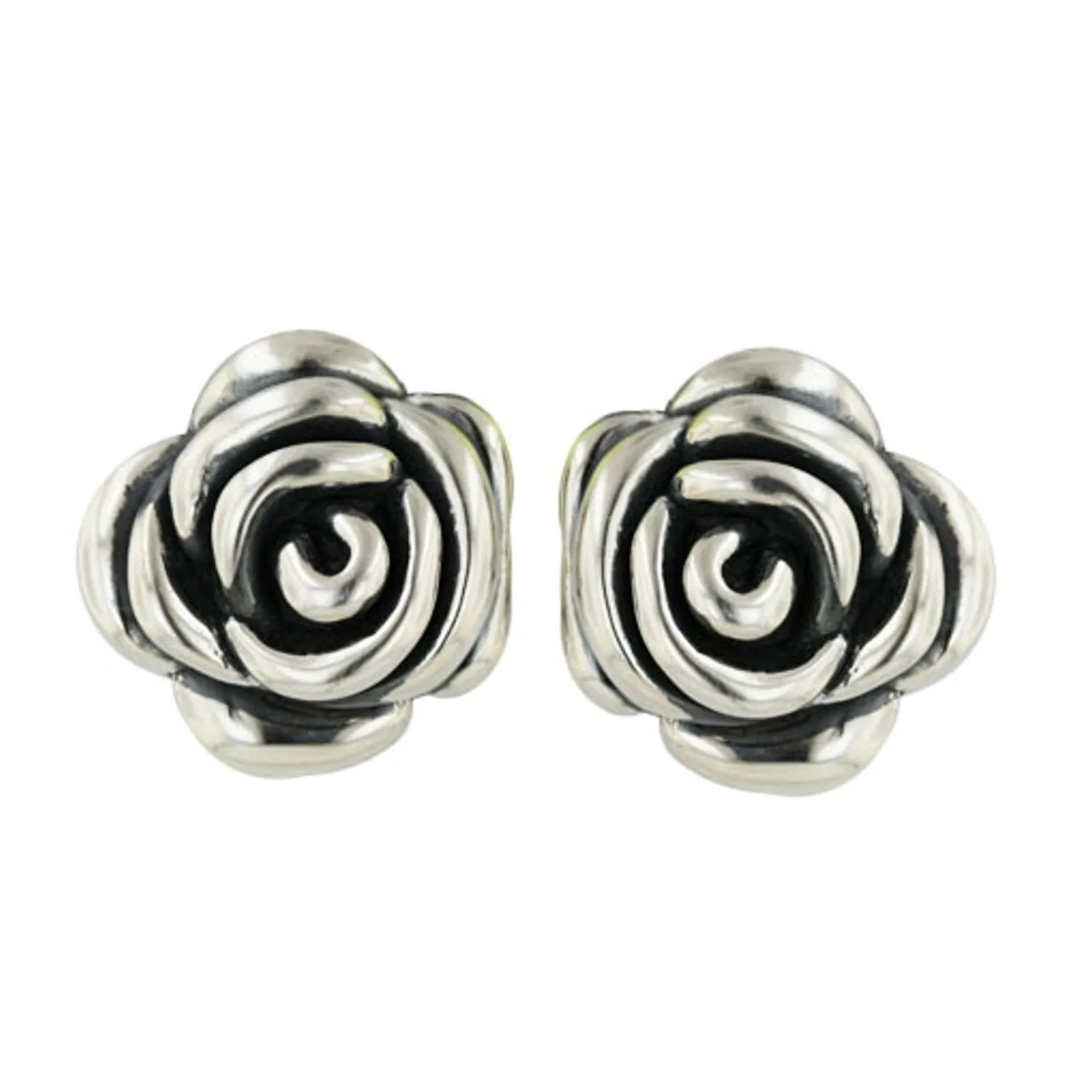 Sterling Silver Rose Flower Button Earring sold by Zulily