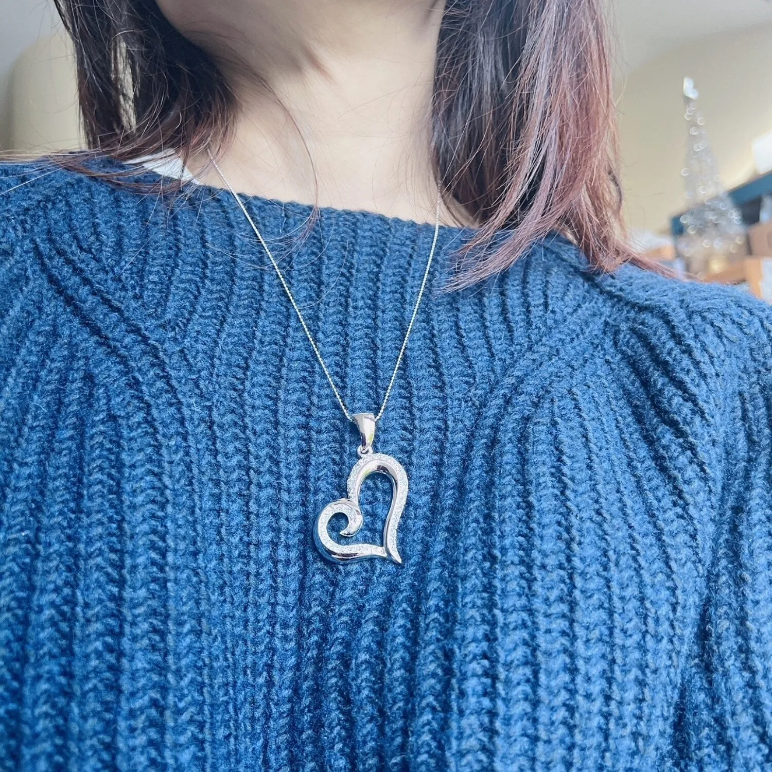 Sterling Silver Big Heart CZ Pendant Necklace sold by Zulily product image thumbnail 3