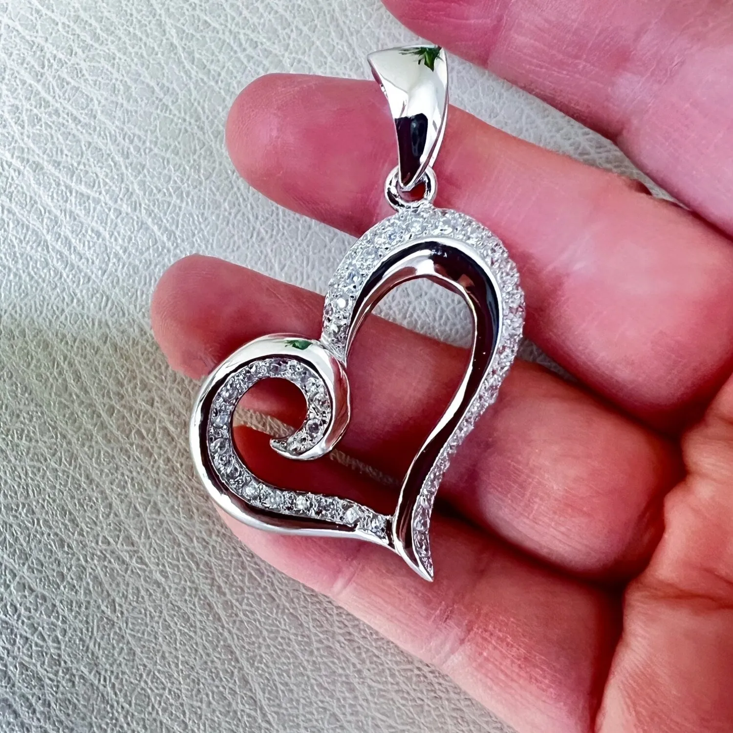 Sterling Silver Big Heart CZ Pendant Necklace sold by Zulily product image thumbnail 2