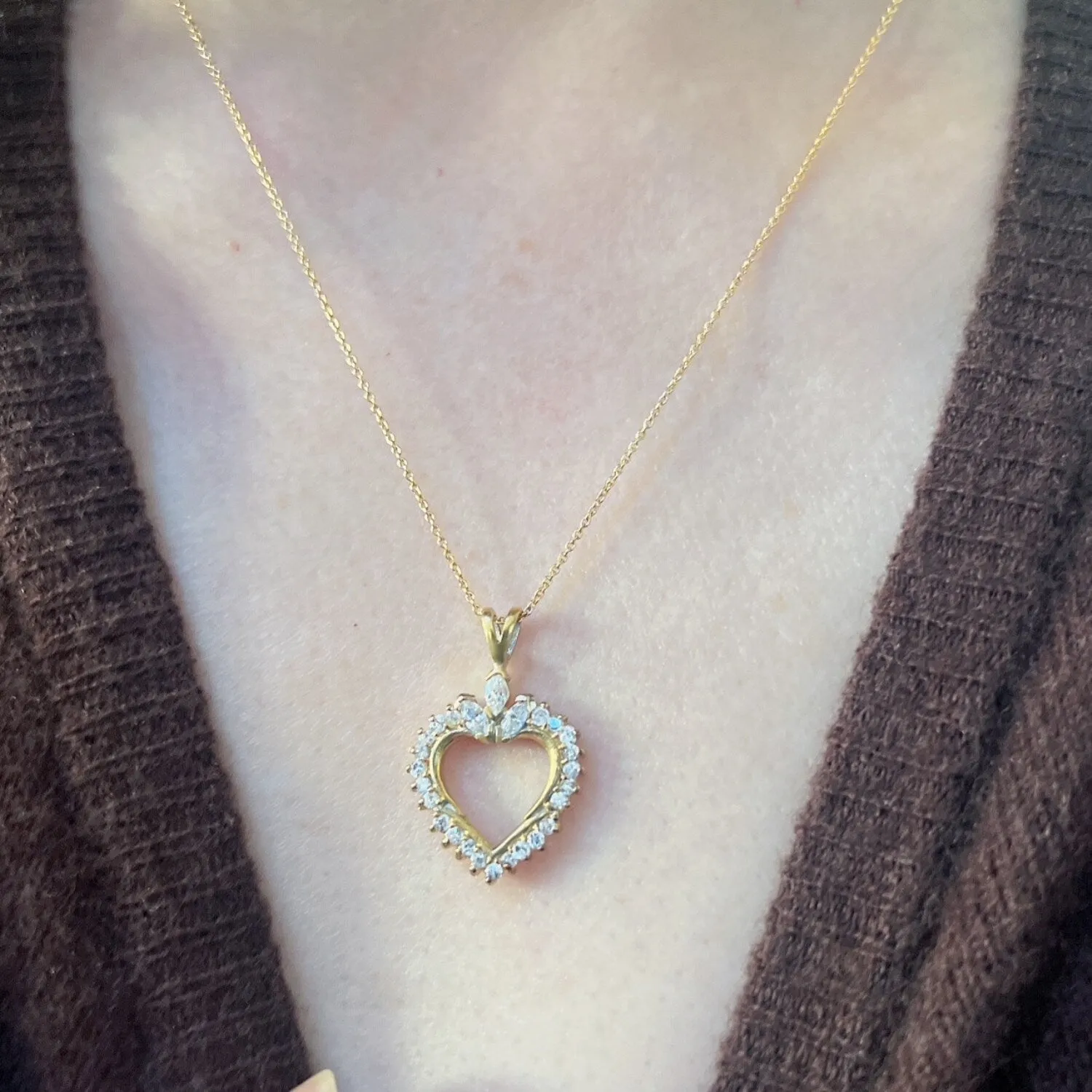 Sterling Silver Gold Plate Clear CZ Classic Heart Charm Necklace sold by Zulily product image thumbnail 2