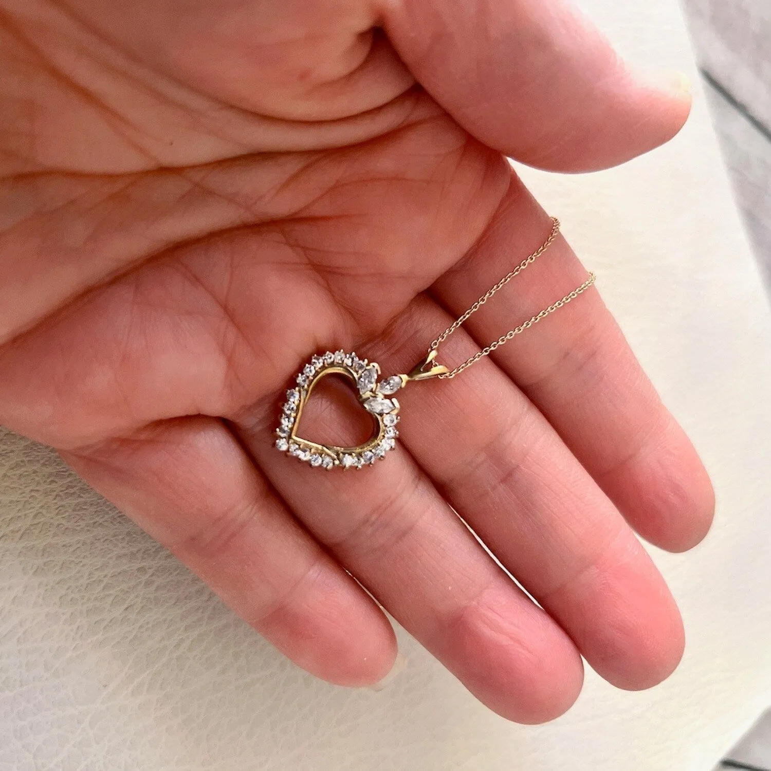 Sterling Silver Gold Plate Clear CZ Classic Heart Charm Necklace sold by Zulily product image thumbnail 4