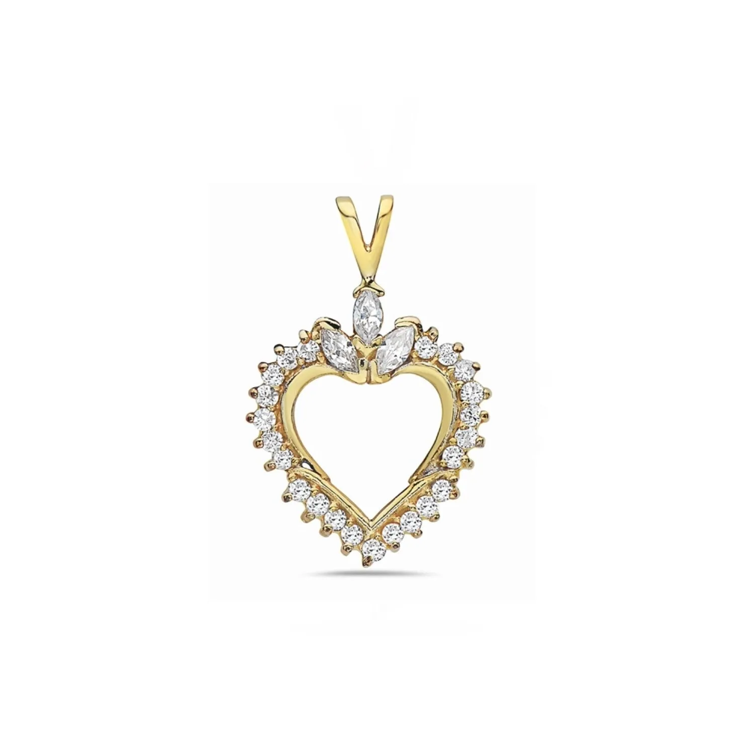 Sterling Silver Gold Plate Clear CZ Classic Heart Charm Necklace sold by Zulily