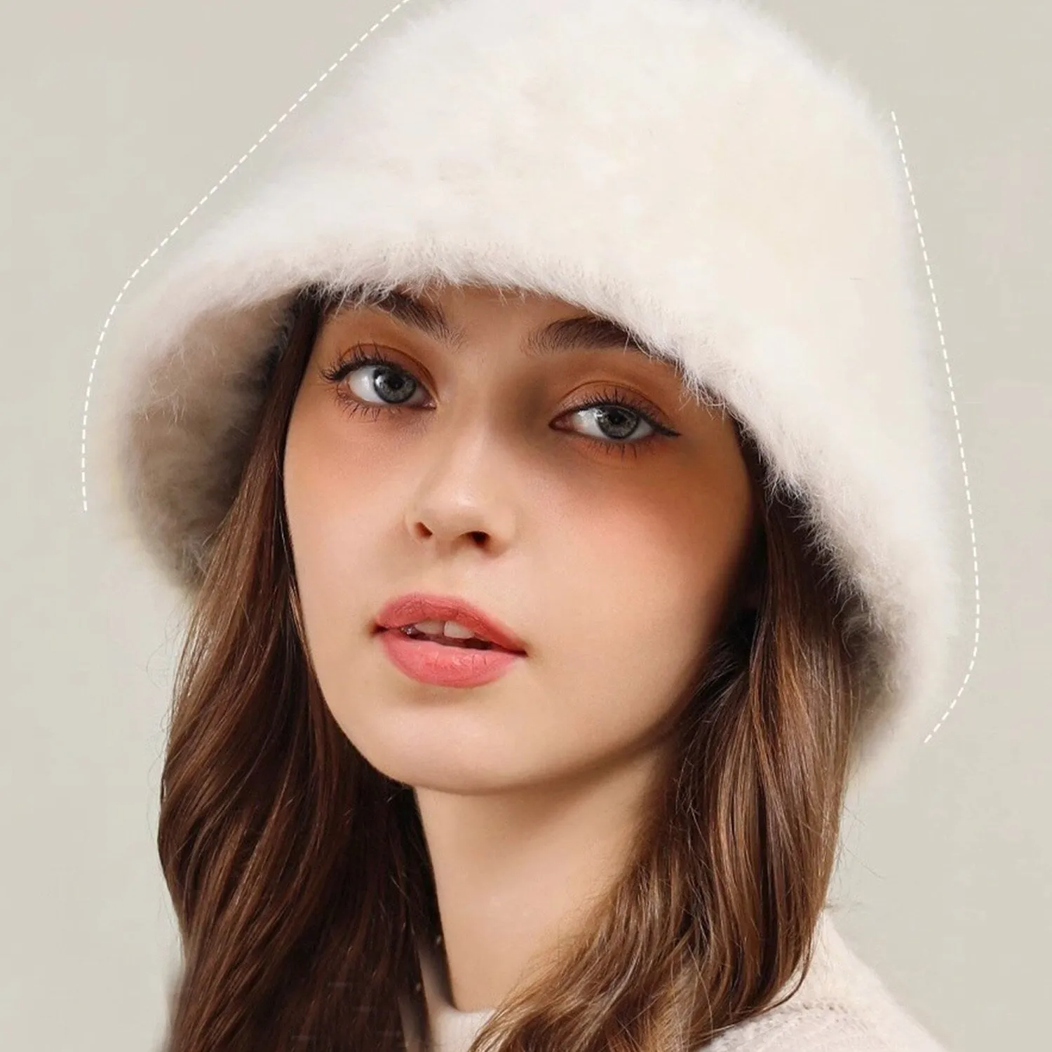 White Faux Fur Bucket Hat sold by Zulily product image thumbnail 3