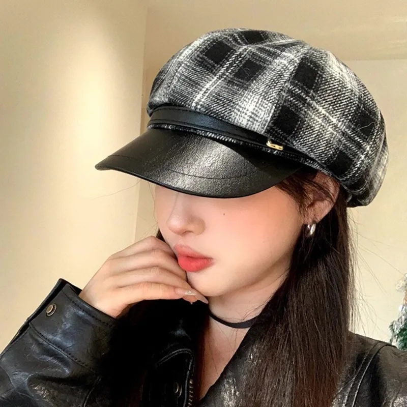Black Plaid Beret Hat sold by Zulily