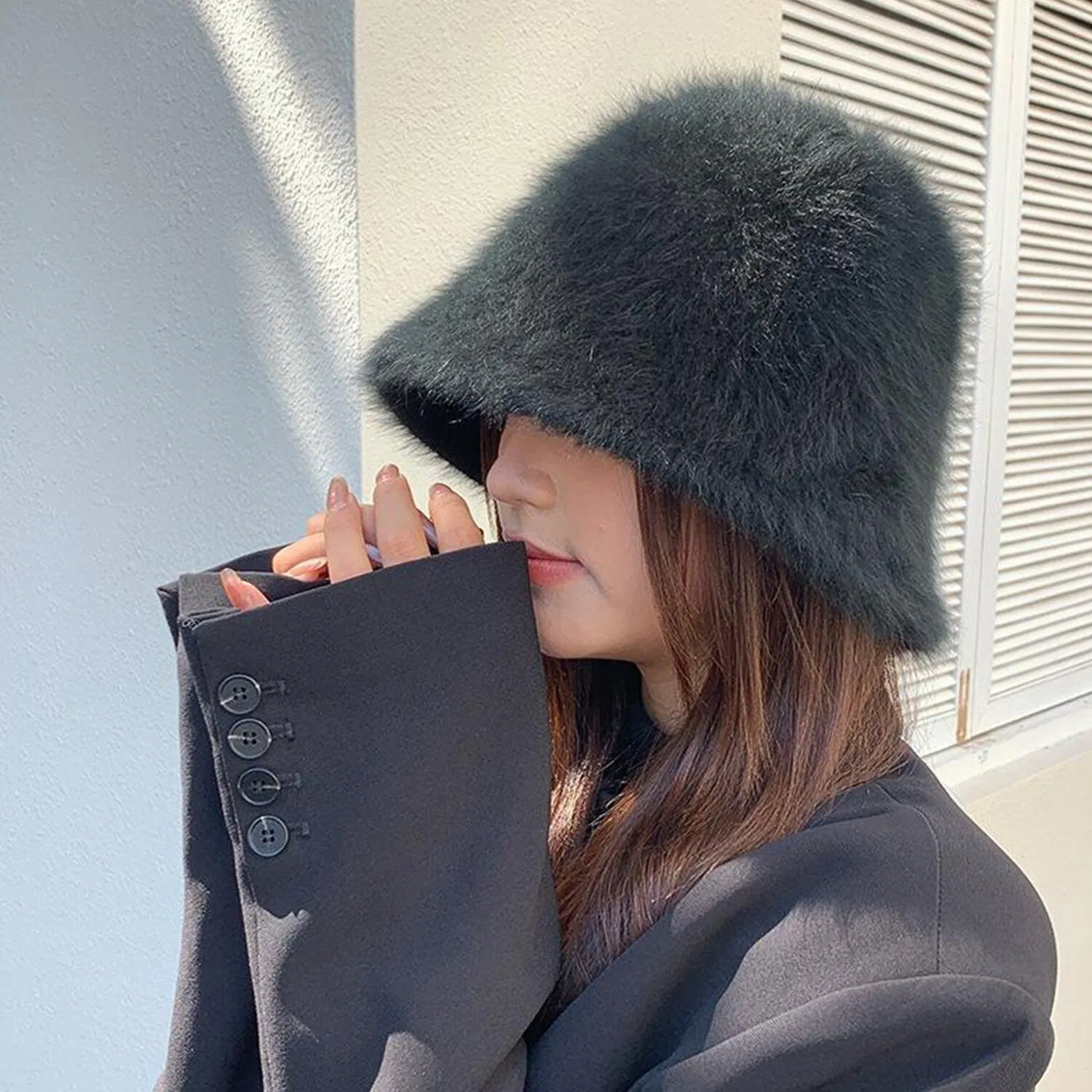 Black Furry Bucket Hat sold by Zulily product image thumbnail 3