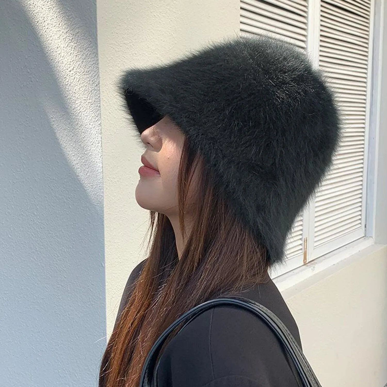 Black Furry Bucket Hat sold by Zulily product image thumbnail 4